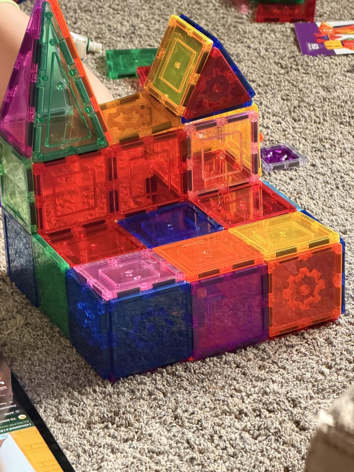 PicassoTiles 100 Piece Magnetic Tiles, Clear 3D Building Blocks for Kids 3+ customer photo 2