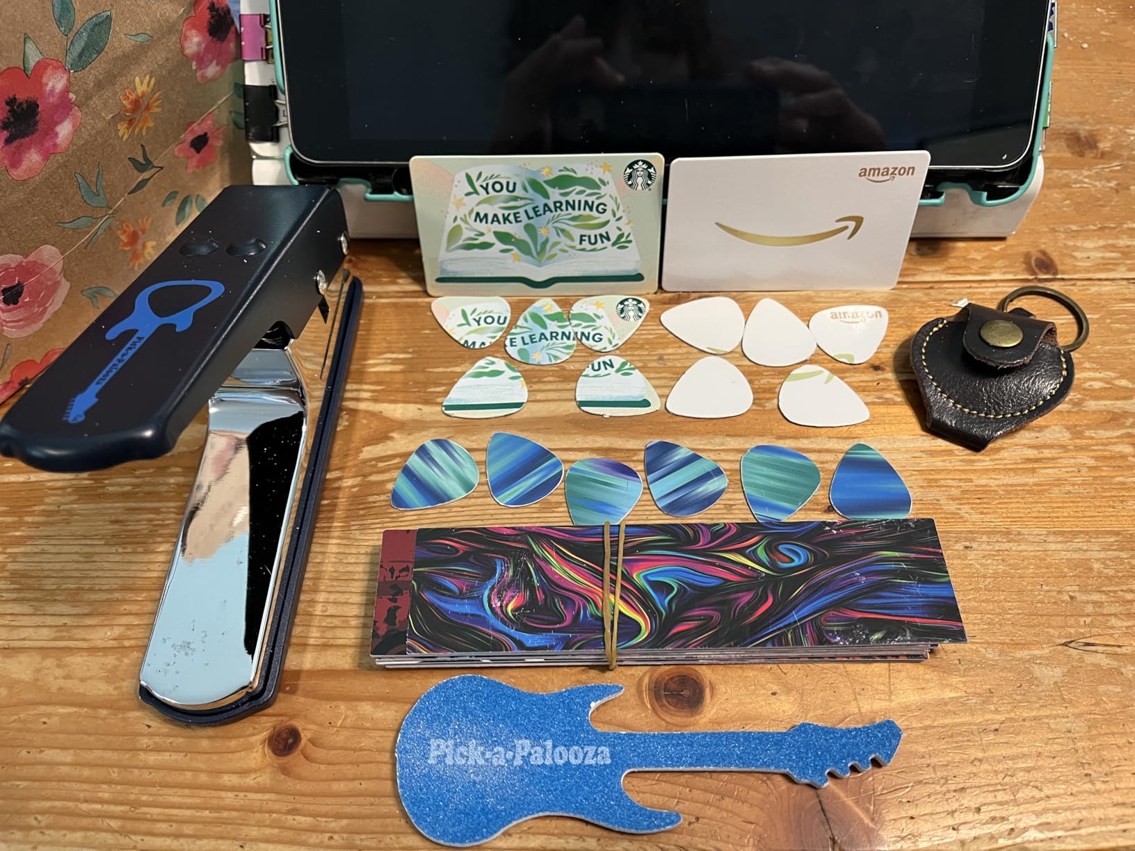 DIY Guitar Picks Punch Mega Pack with Pick Punch Tool - Blue | Custom Pick Maker for Musicians, Leather Key Chain Holder, Pick Strips with Artwork & File, Unique Gifts for Men & Women customer photo 1