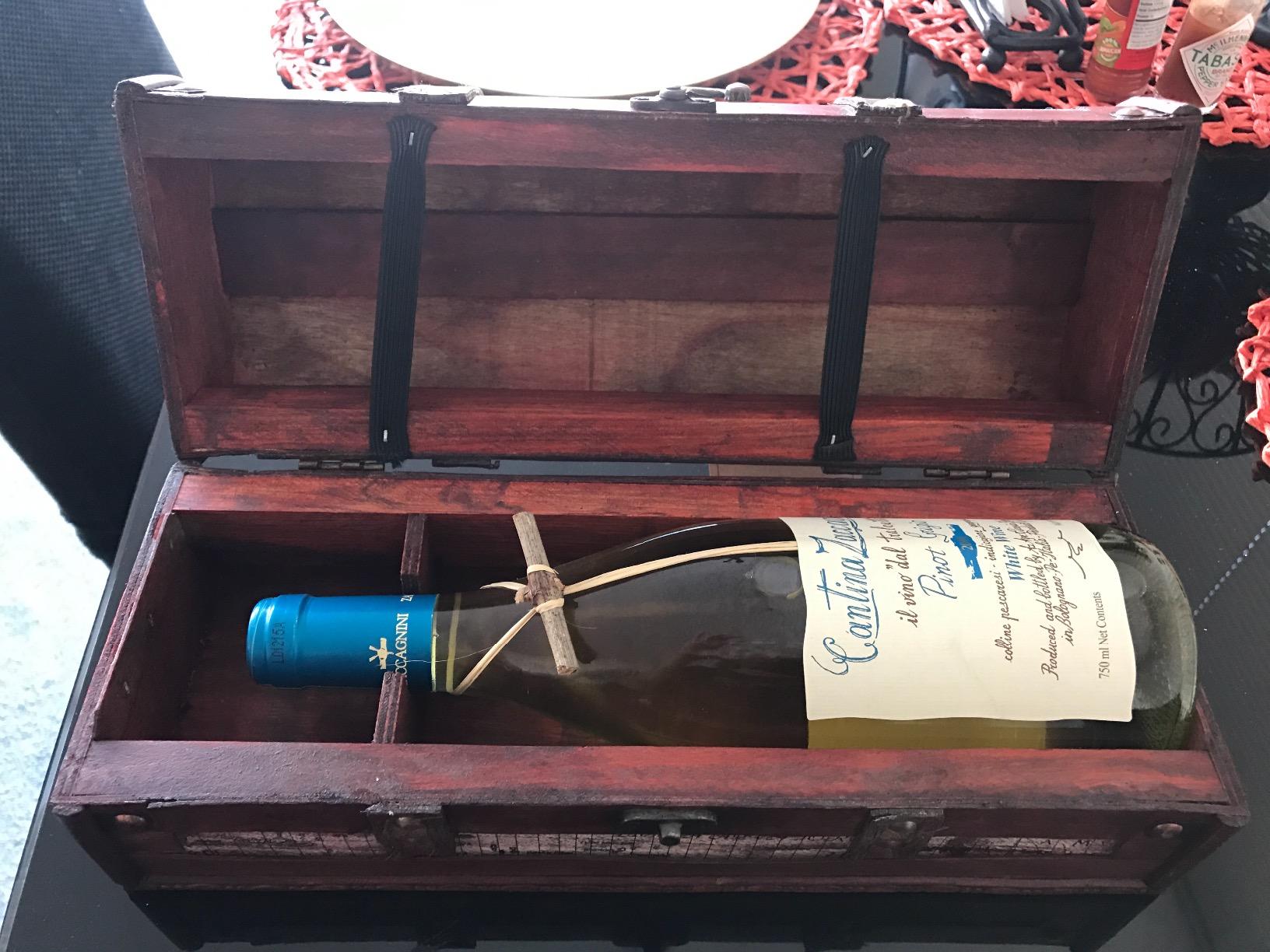 Twine Old World 6 Wooden Wine Bottle Gift Box - Wine Decorative Storage Box with Lid and Handle, Wine Accessory Sets, Wood, Faux Leather in Antique Map Design Liquor Gift Box customer photo 2