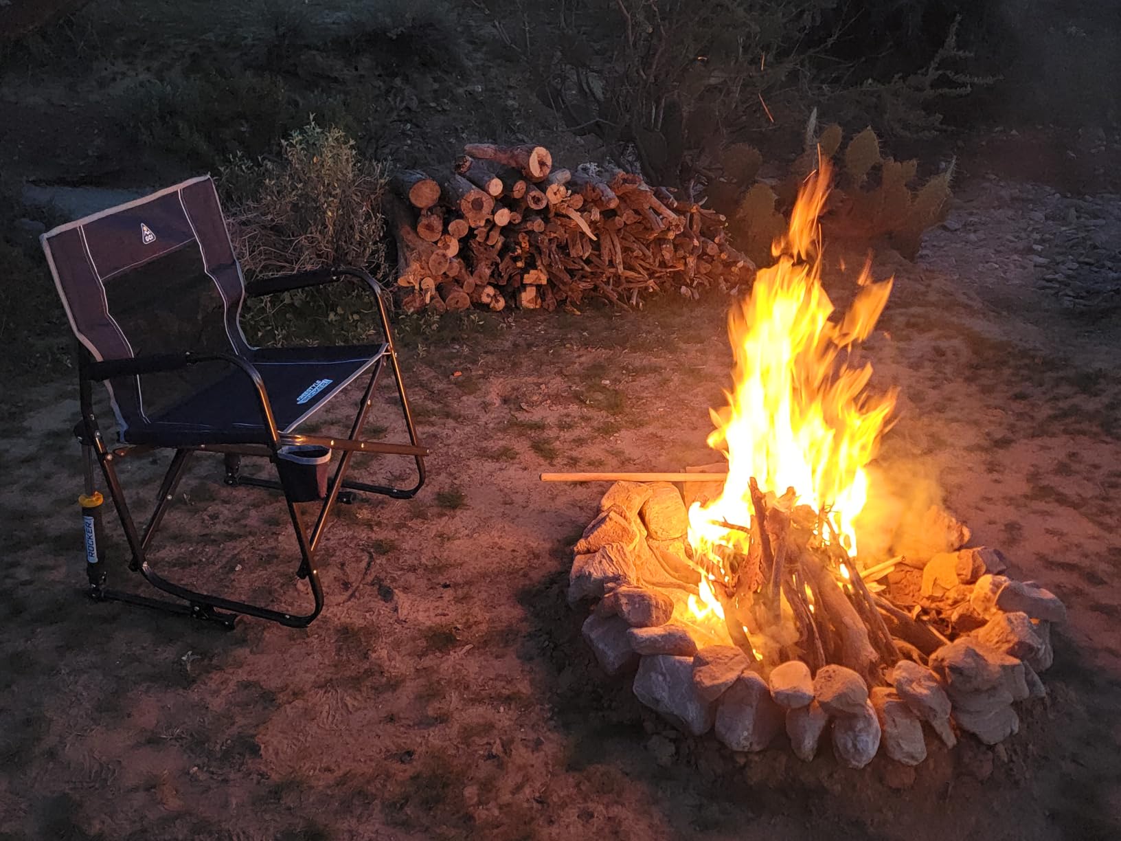 GCI OUTDOOR Freestyle Rocker Camping Chair | Portable Folding Rocking Chair with Solid, Durable Armrests, Drink Holder & Comfortable Backrest — Indigo Blue customer photo 1
