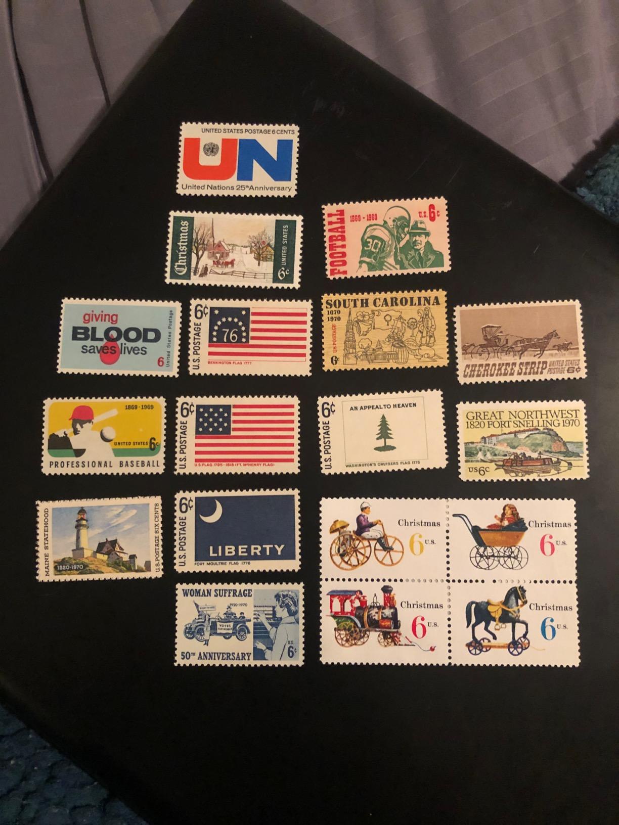STAMP COLLECTORS! Nice Large Lot of 100 Vintage Mint US Postage Stamps - All Stamps are New, Mint Condition ~ Each Packet is different! (Reference Picture only) by USPS customer photo 2
