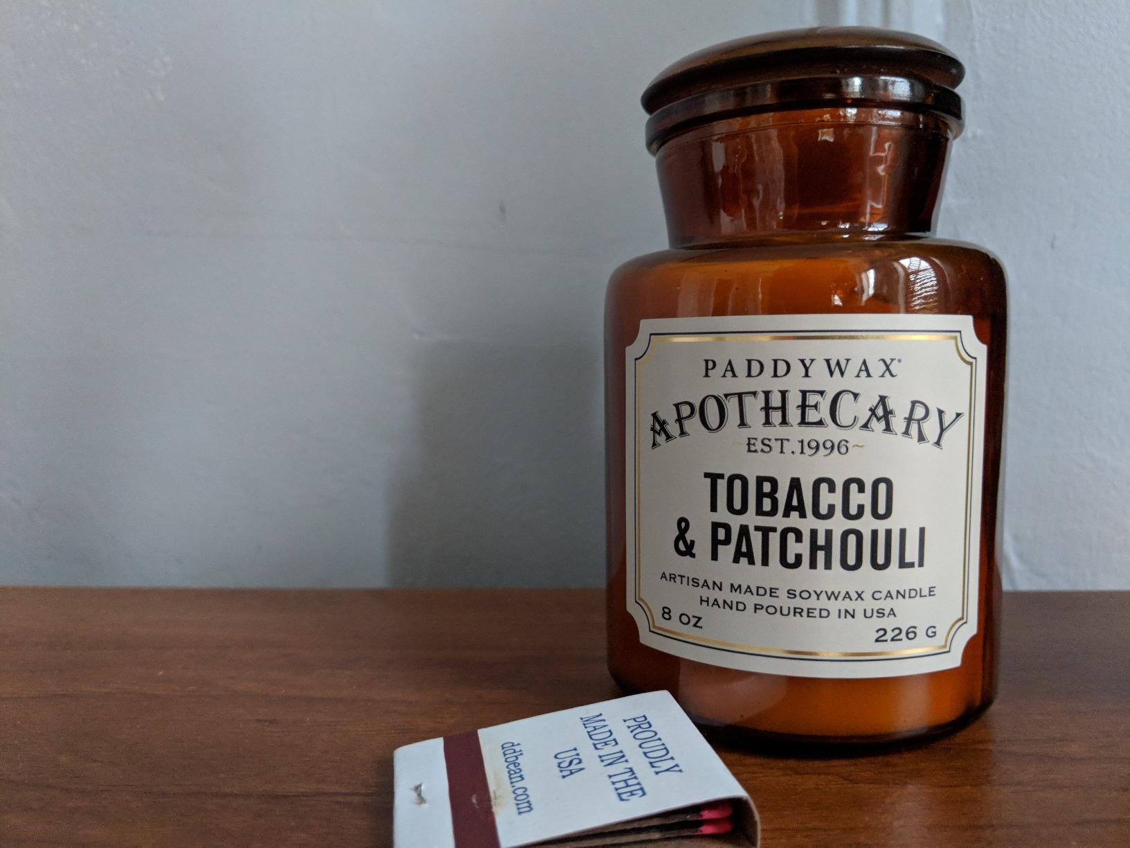 Paddywax Artisan Apothecary Scented Candle with Lid in Reusable Glass Jar, Clean-Burn Soy Candle with Approx. 54 Hour Burn Time, Tobacco & Patchouli, 8 oz. customer photo 2