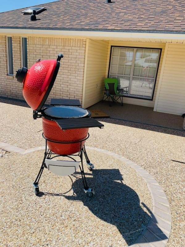 Kamado Joe® Classic Joe™ I Premium 18-inch Ceramic Charcoal Grill and Smoker in Red with Cart, Side Shelves, Grill Gripper, and Ash Tool. 250 Cooking Square Inches, 2 Tier Cooking System, Model KJ23RH customer photo 2