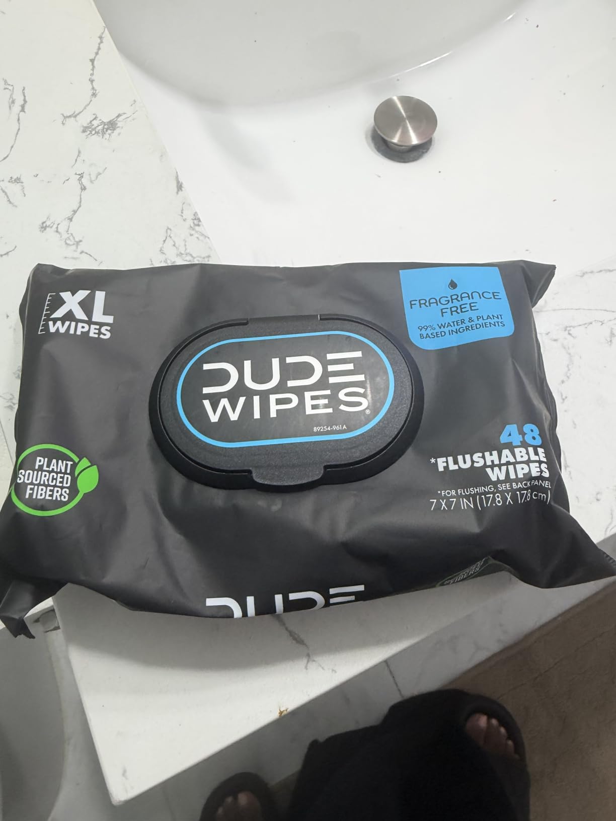 DUDE Wipes Unscented Adult Flushable Wet Wipes, Sensitive Skin, 48 Count customer photo 1