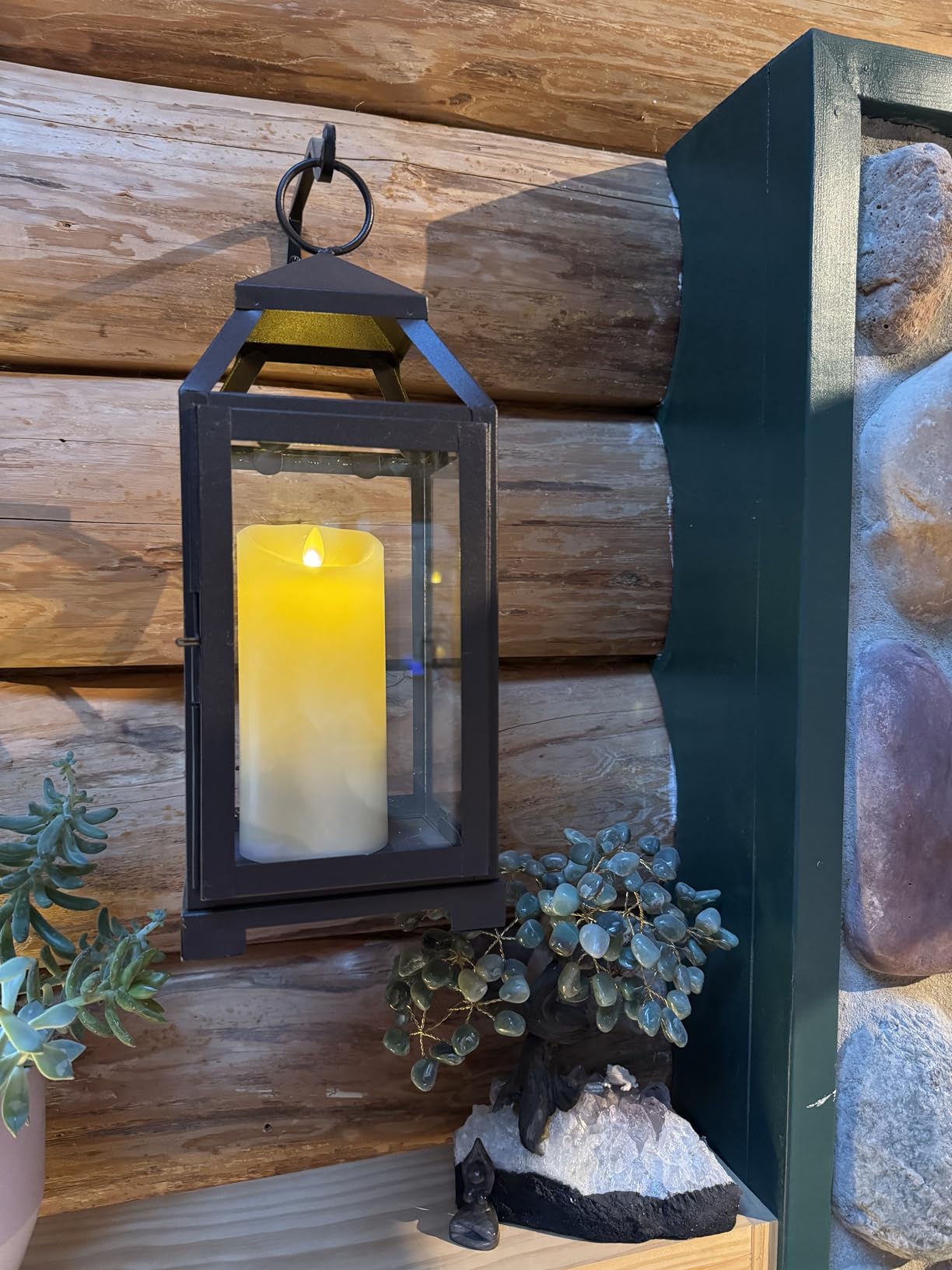 Hosley 12 Inch High Clear Glass and Iron Classic Style Lantern Ideal Gift for Festivities Parties Weddings Aromatherapy and Spa Settings O3 customer photo 2