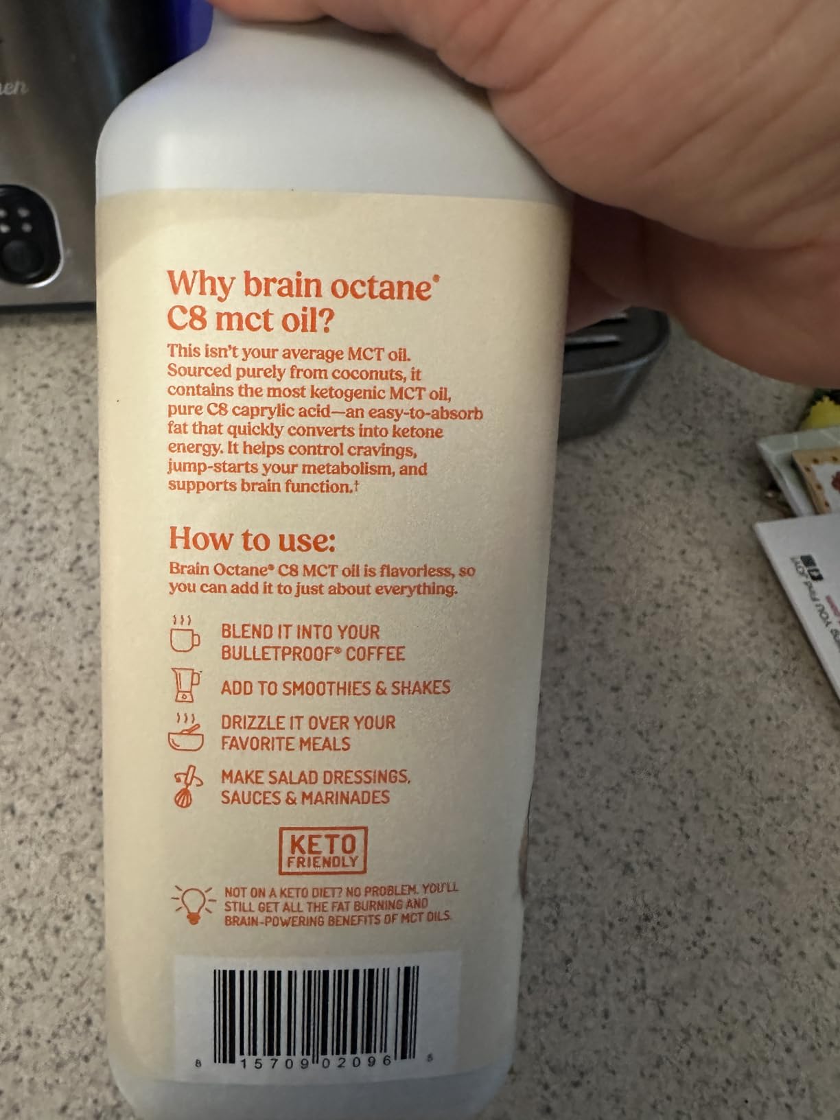 Bulletproof Brain Octane C8 MCT Oil, Non-GMO, 16 oz – 100% C8 from Coconut customer photo 1