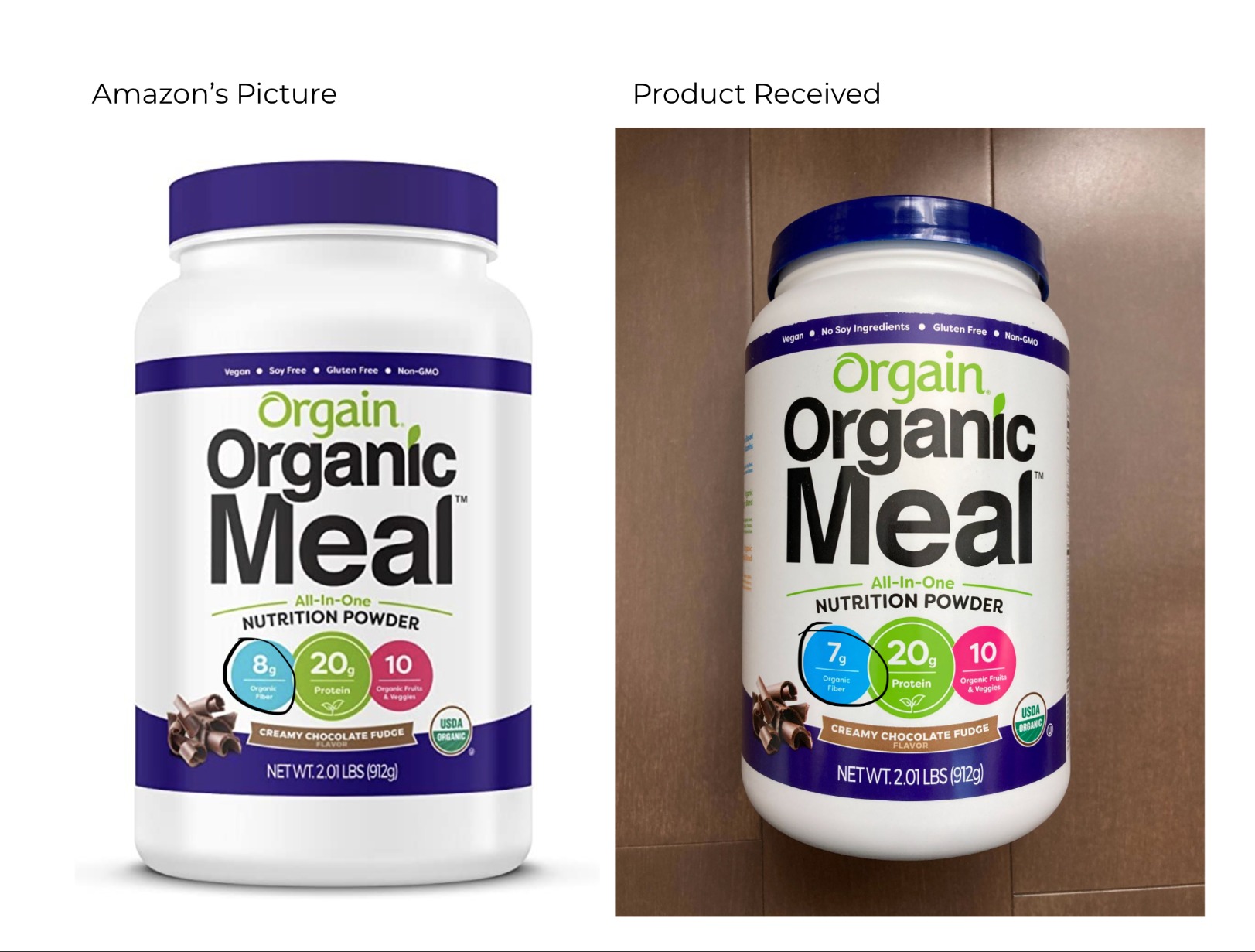 Orgain Organic 20g Meal Protein Powder, Vegan, Chocolate Fudge, 2.01 lb customer photo 2