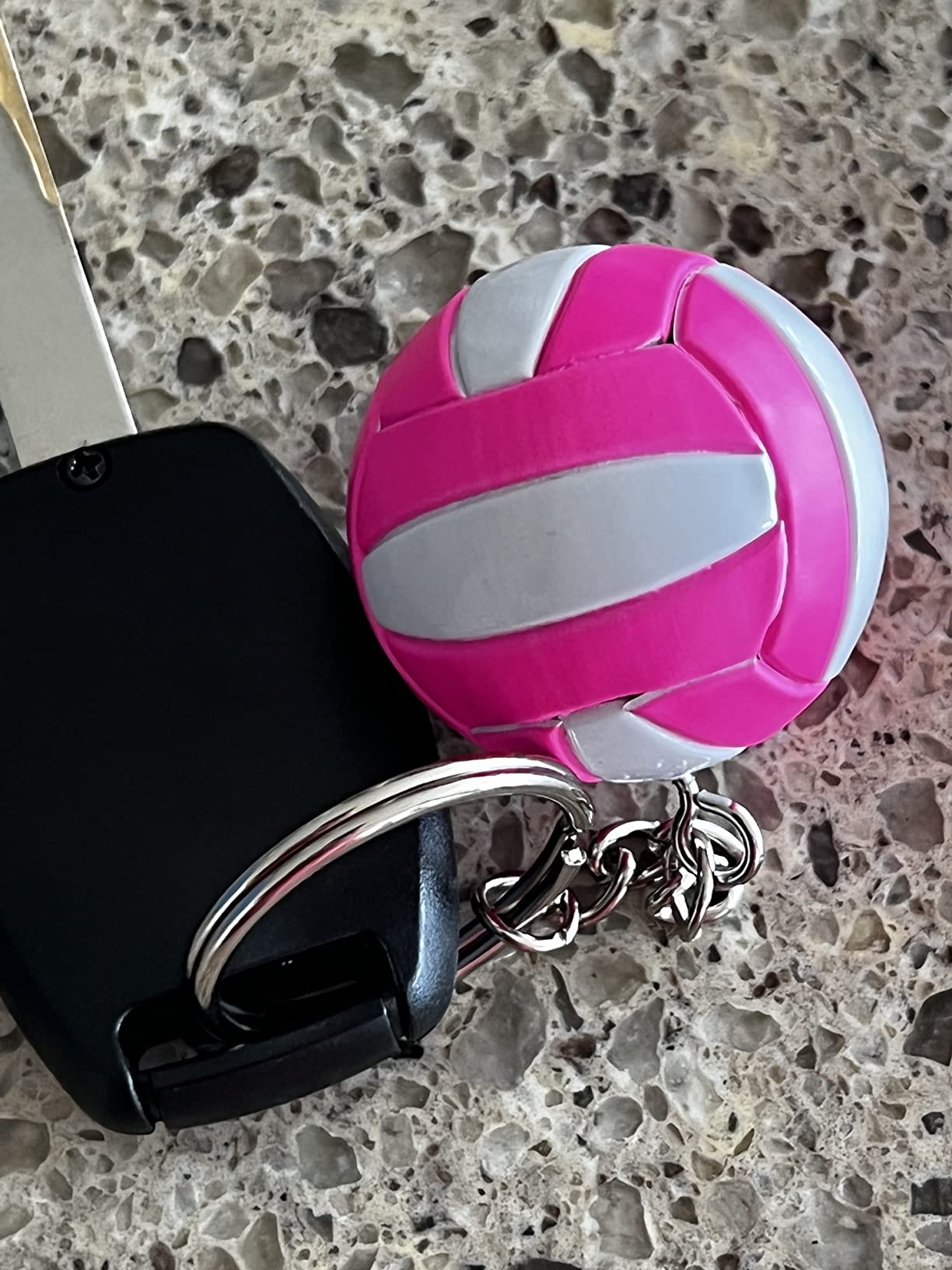 Tandem Sport Volleyball Key Chain - Mini Volleyball On Key Ring - Pink and White Volleyball Keychain for Backpacks, Gym Bags, Purses - Volleyball Themed Party Supplies - Gift for Volleyball Players customer photo 2