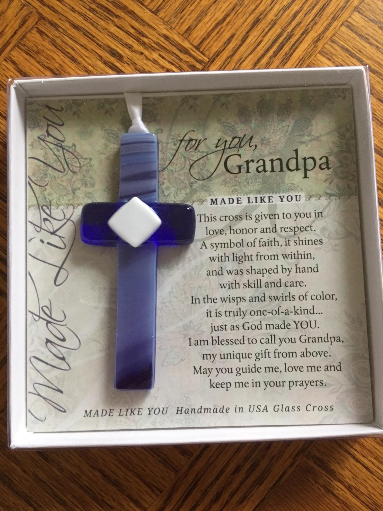 Sentimental Gift for Grandpa from Granddaughter/Grandson for Father's Day/Christmas/Birthday-Handmade in USA Glass Cross-Religious Gift for Grandpa -Gift for Grandfather customer photo 1