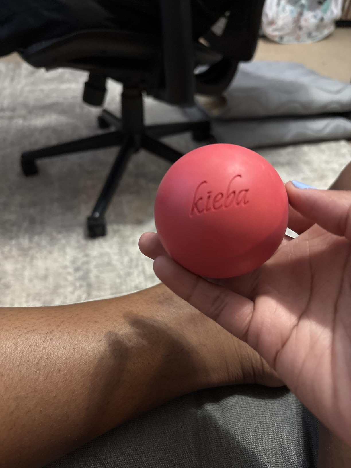 Massage Lacrosse Balls for Myofascial Release, Trigger Point Therapy, Muscle Knots, and Yoga Therapy. Set of 2 Firm Balls (Blue and Red) customer photo 2
