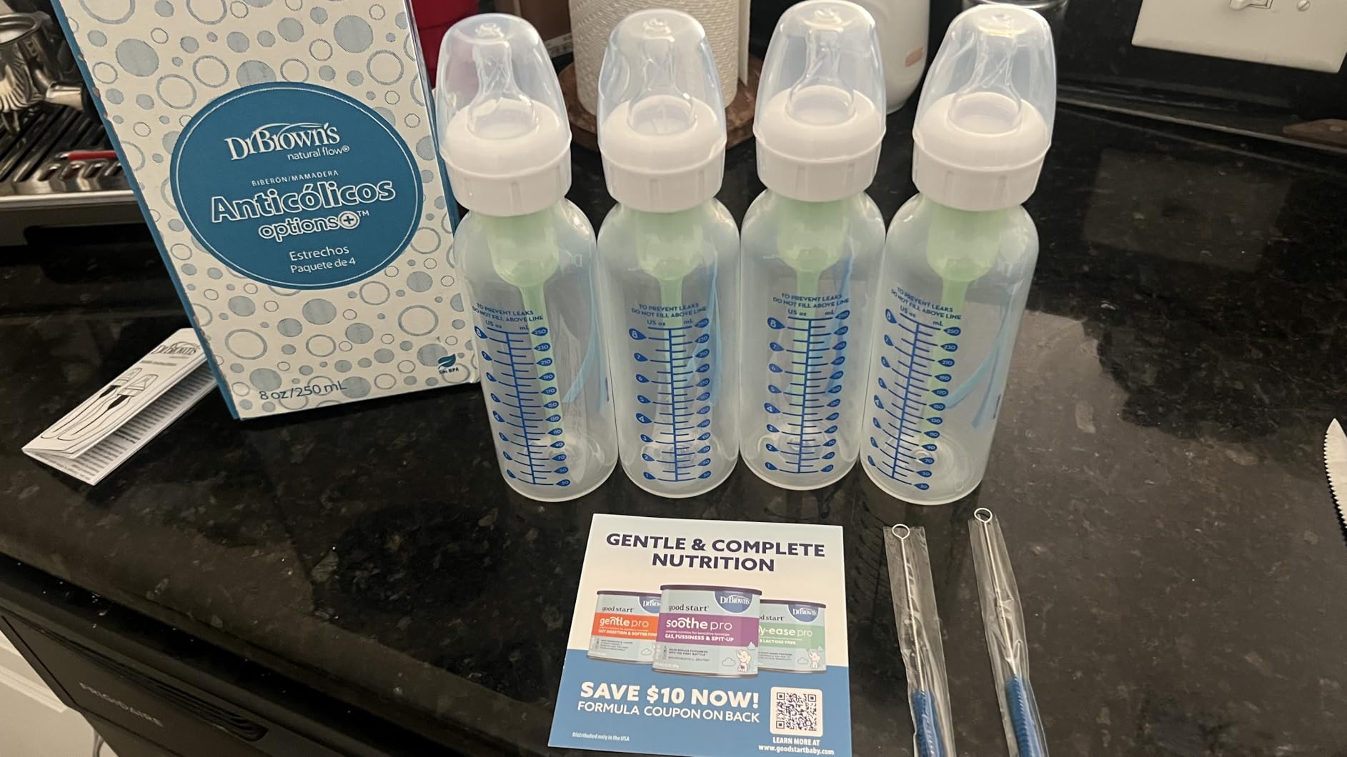 Dr. Brown's Anti-Colic Options+ Narrow Baby Bottle, 4 oz, 4-Pack customer photo 2