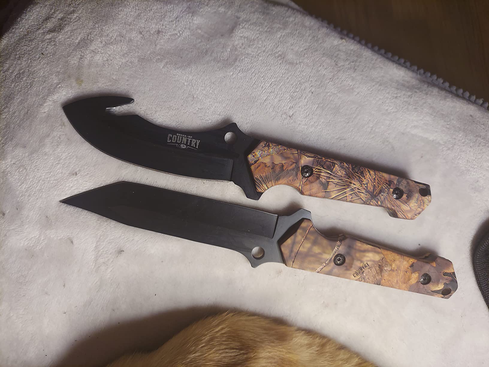 Mossy Oak Fixed Blade Hunting Knife Set - 2 Piece, Sheath Included | Full Tang Handle Straight Edge and Gut Hook Blades Game Processing Knife customer photo 2
