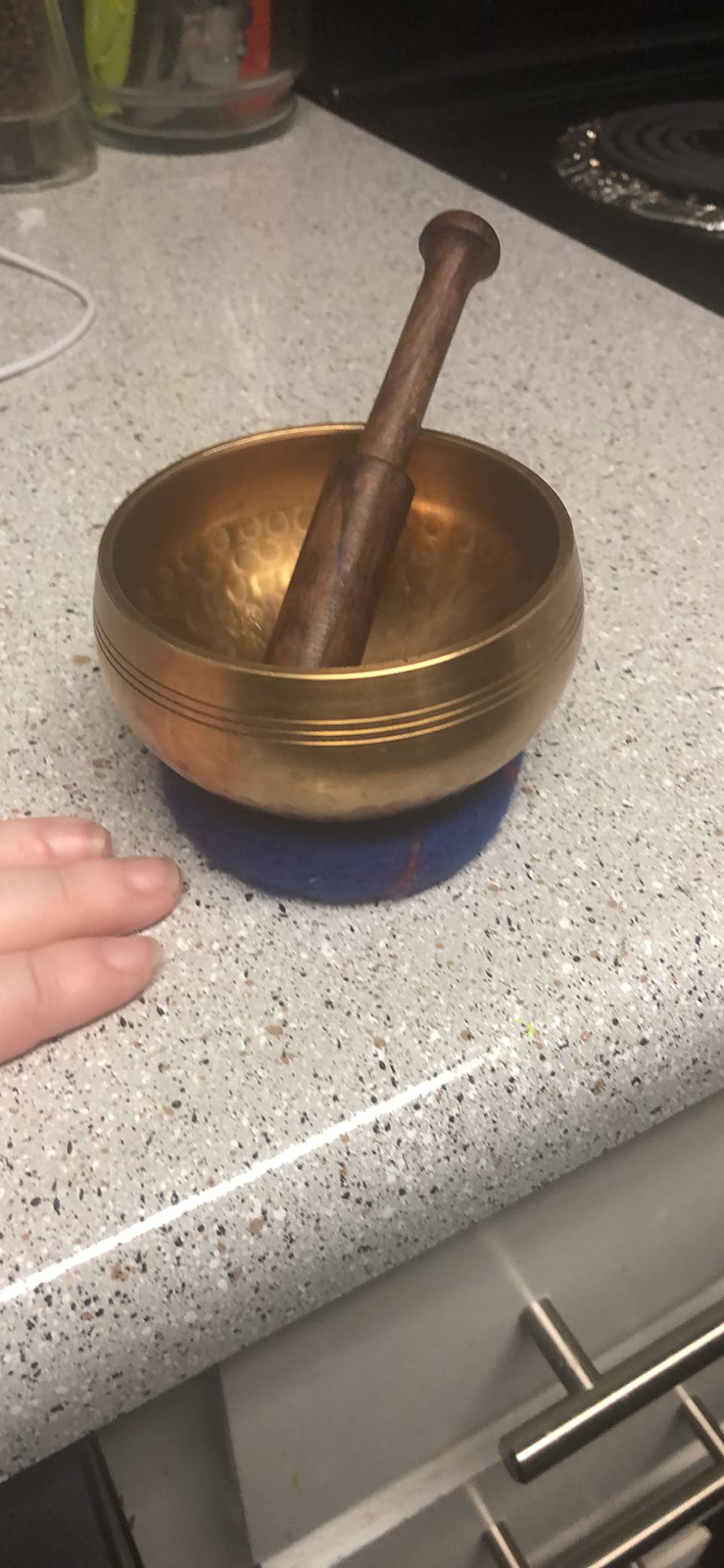Handcrafted Tibetan Singing Bowl Set – 3.5” Sound Bowl for Meditation, Sound Healing & Yoga – Healing Instrument with Wooden Striker & Cushion – Authentic Hand-Hammered in Nepal customer photo 2