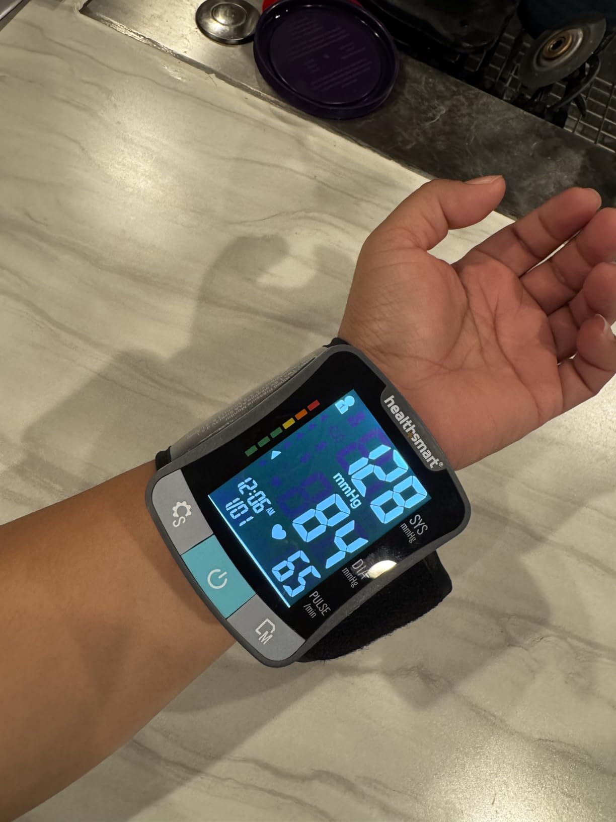HealthSmart Digital Premium Wrist Blood Pressure Monitor with Cuff That Measures Pulse Heartbeat and High or Low BP, 120 Reading Memory Stores Up to 60 Readings for 2 Users customer photo 1
