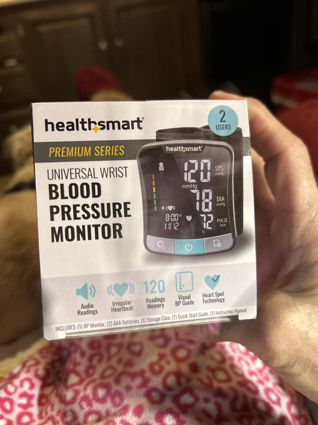 HealthSmart Digital Premium Wrist Blood Pressure Monitor with Cuff That Measures Pulse Heartbeat and High or Low BP, 120 Reading Memory Stores Up to 60 Readings for 2 Users customer photo 2