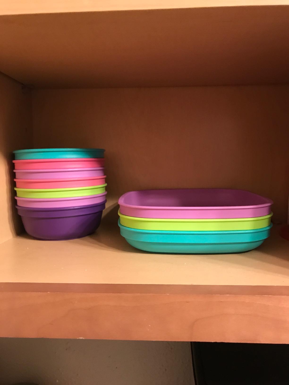 Re-Play Toddler Plates - 22 Oz. Deep-Walled Flat Kids Plates - Dishwasher & Microwave Safe - Made in USA - Set of 3-7.37