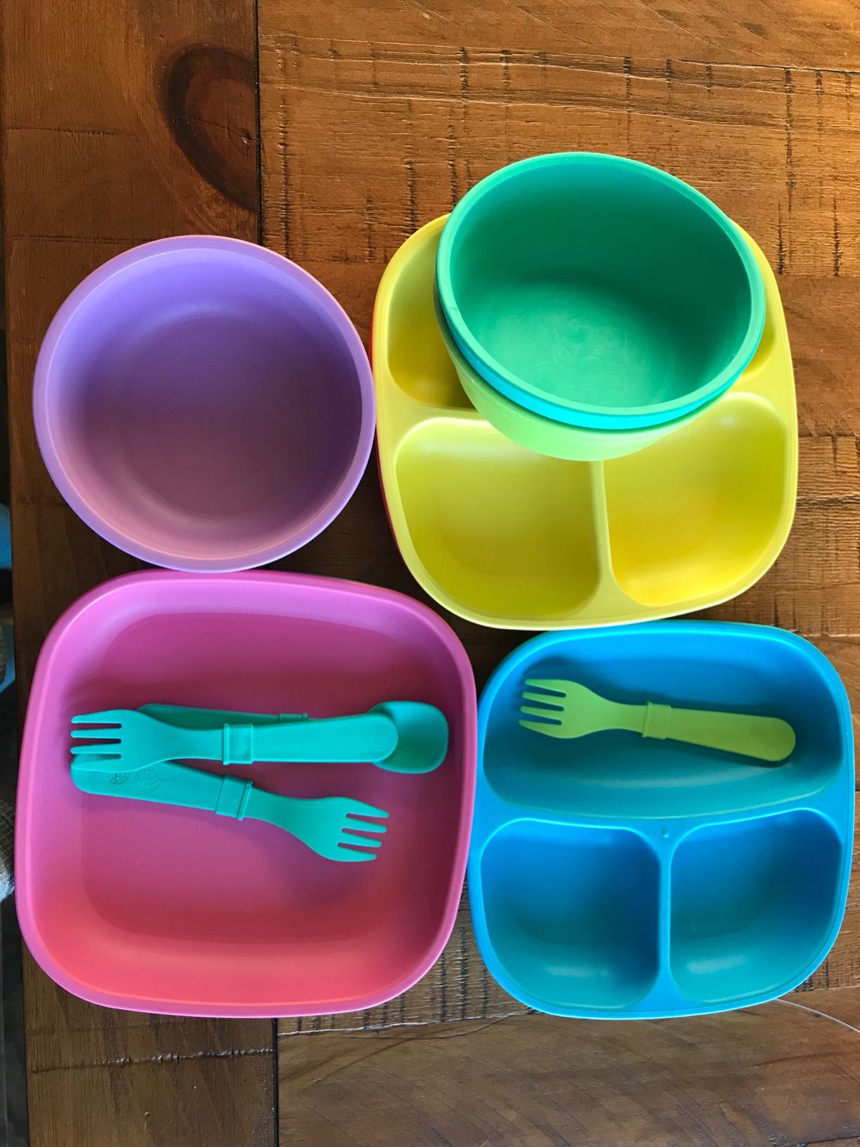 Re-Play Toddler Plates - 22 Oz. Deep-Walled Flat Kids Plates - Dishwasher & Microwave Safe - Made in USA - Set of 3-7.37