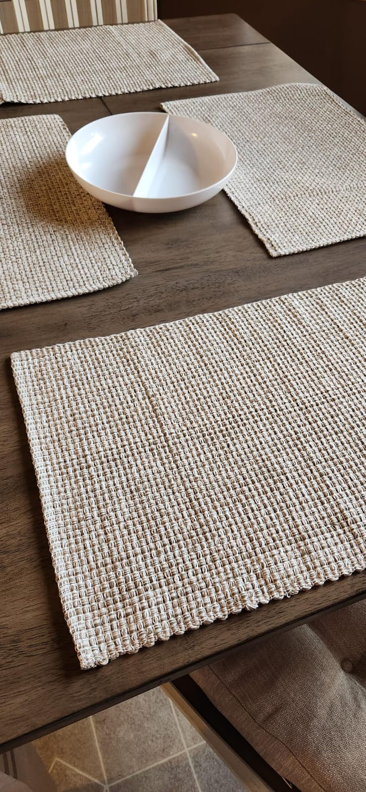 Sweet Home Collection 100% Cotton Placemats for Dining Room Rectangle Two Tone Woven Fabric 13