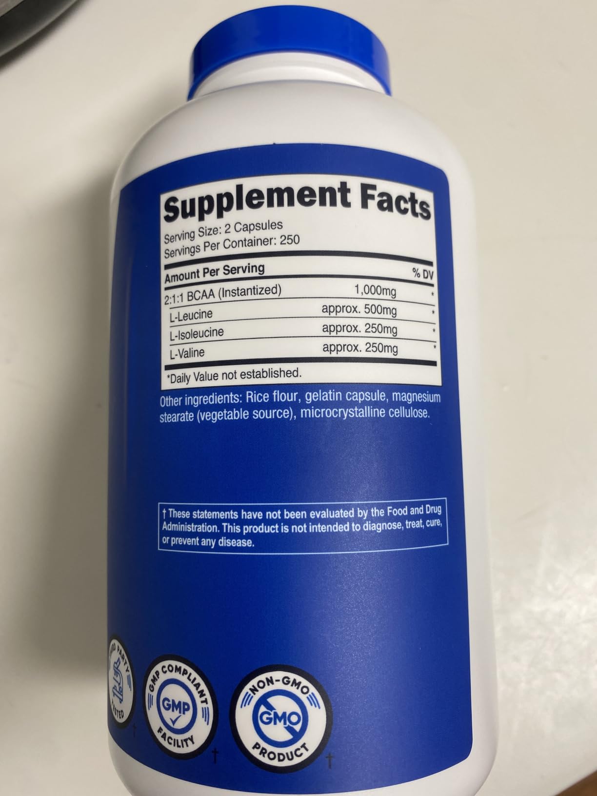 Nutricost BCAA 1000mg, 500 Capsules, 2:1:1 Branched Chain Amino Acids customer photo 1