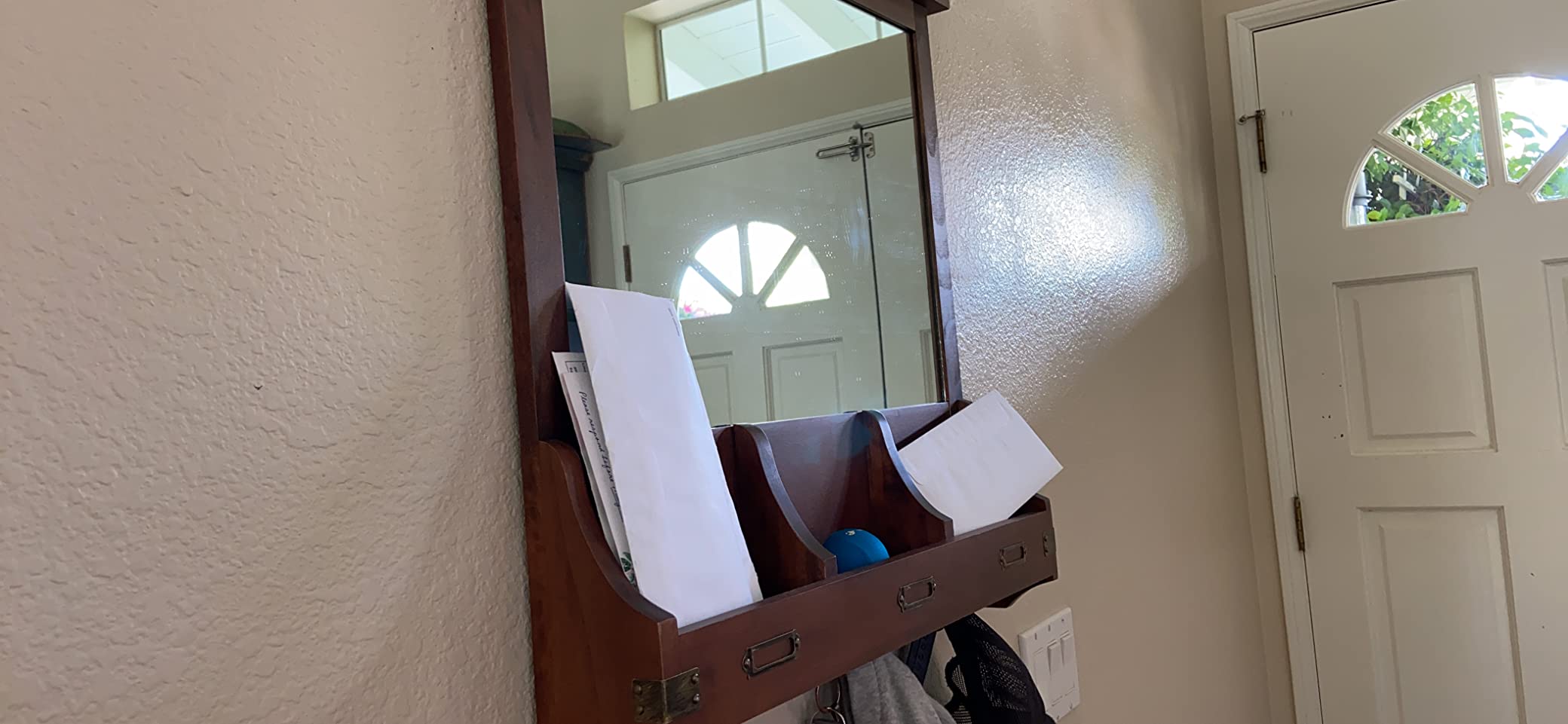 Kate and Laurel Stallard Decorative Rustic Wood Home Organizer with Mirror, Pockets, and Key Hooks, Rustic Brown customer photo 1