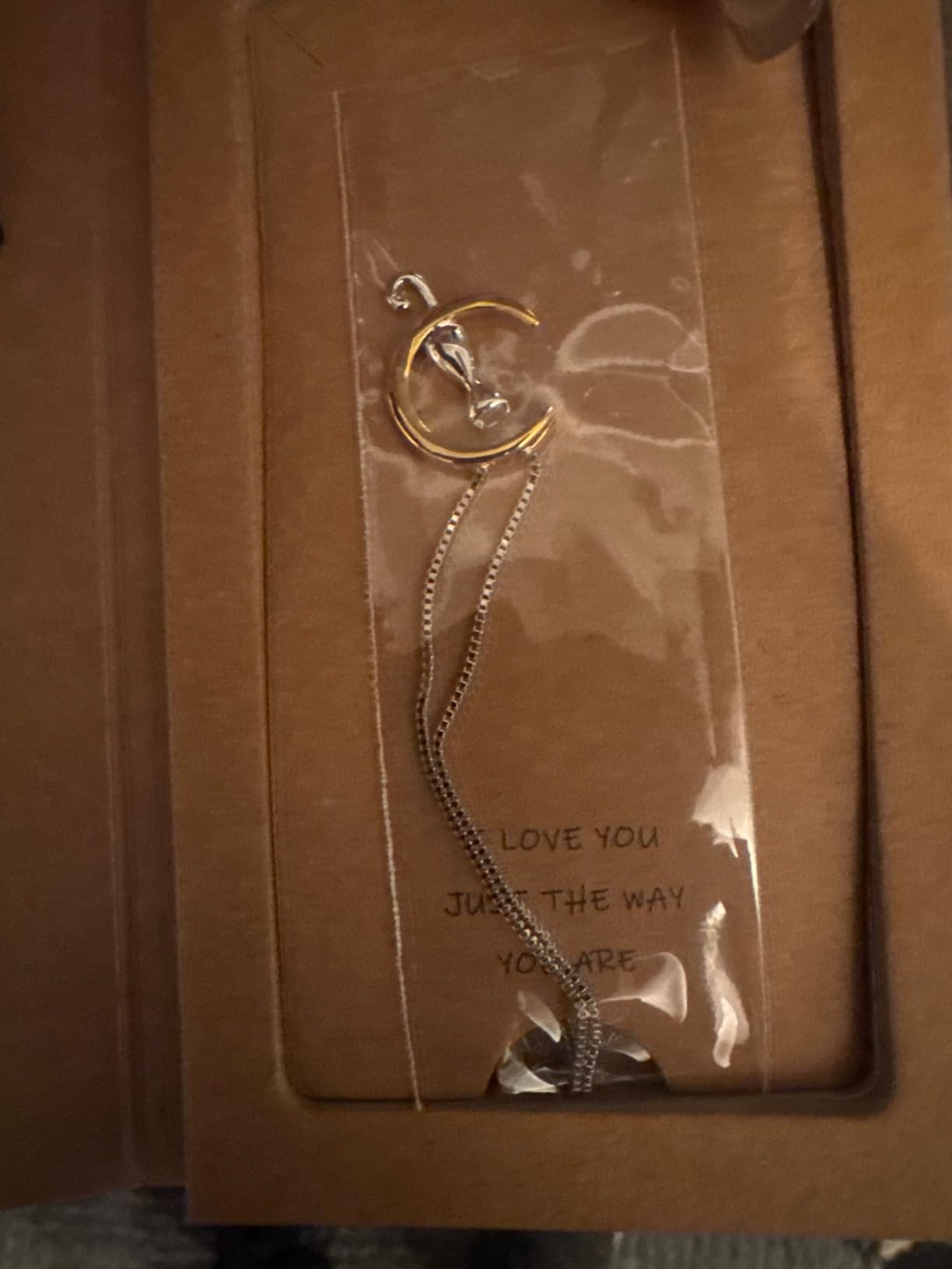Moon Cat Pendant Necklace Sterling Silver Box Chain for Women Celestial Jewelry 18“ customer photo 1
