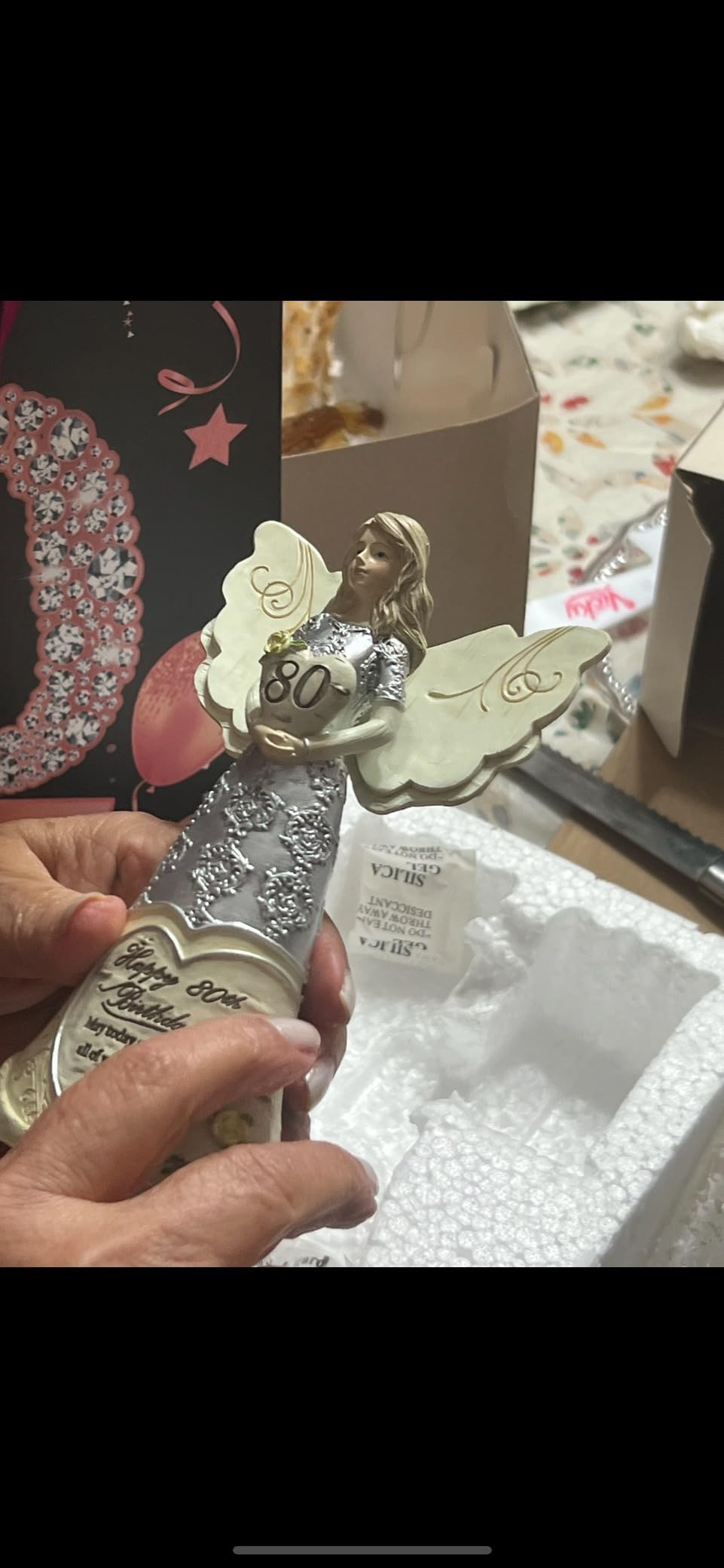 Pavilion 'Happy 70th Birthday' 82416 Elements Angels - Polyresin Birthday Angel Figurine - Silver Hand-Painted Remembrance and Keepsake Gift Angel for Grandmothers, Mothers, Aunts, Friends, Women customer photo 1