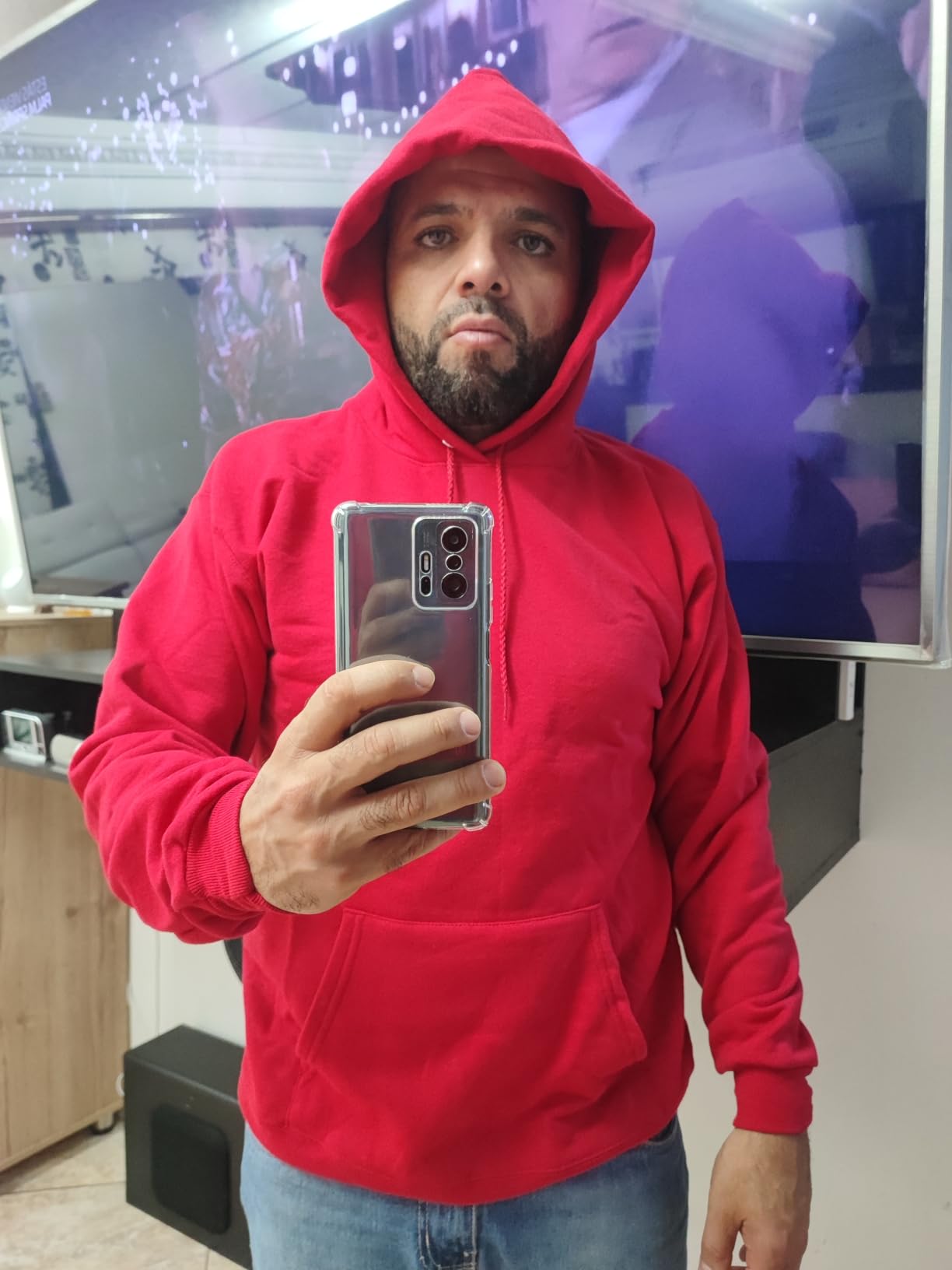 Hanes Men's Hoodie - EcoSmart Fleece Hooded Sweatshirt for Men & Women - Midweight Fleece - Big & Tall Available customer photo 2