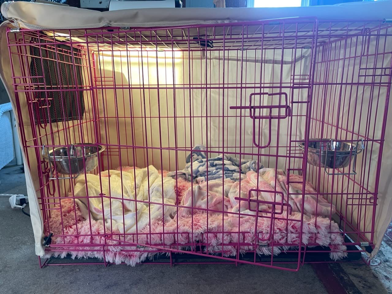Internet's Best Wire Dog Kennel | Medium (36 Inches) | Double Door Metal Steel Crates | Indoor Outdoor Pet Home | Folding and Collapsible Cage | Blue customer photo 2