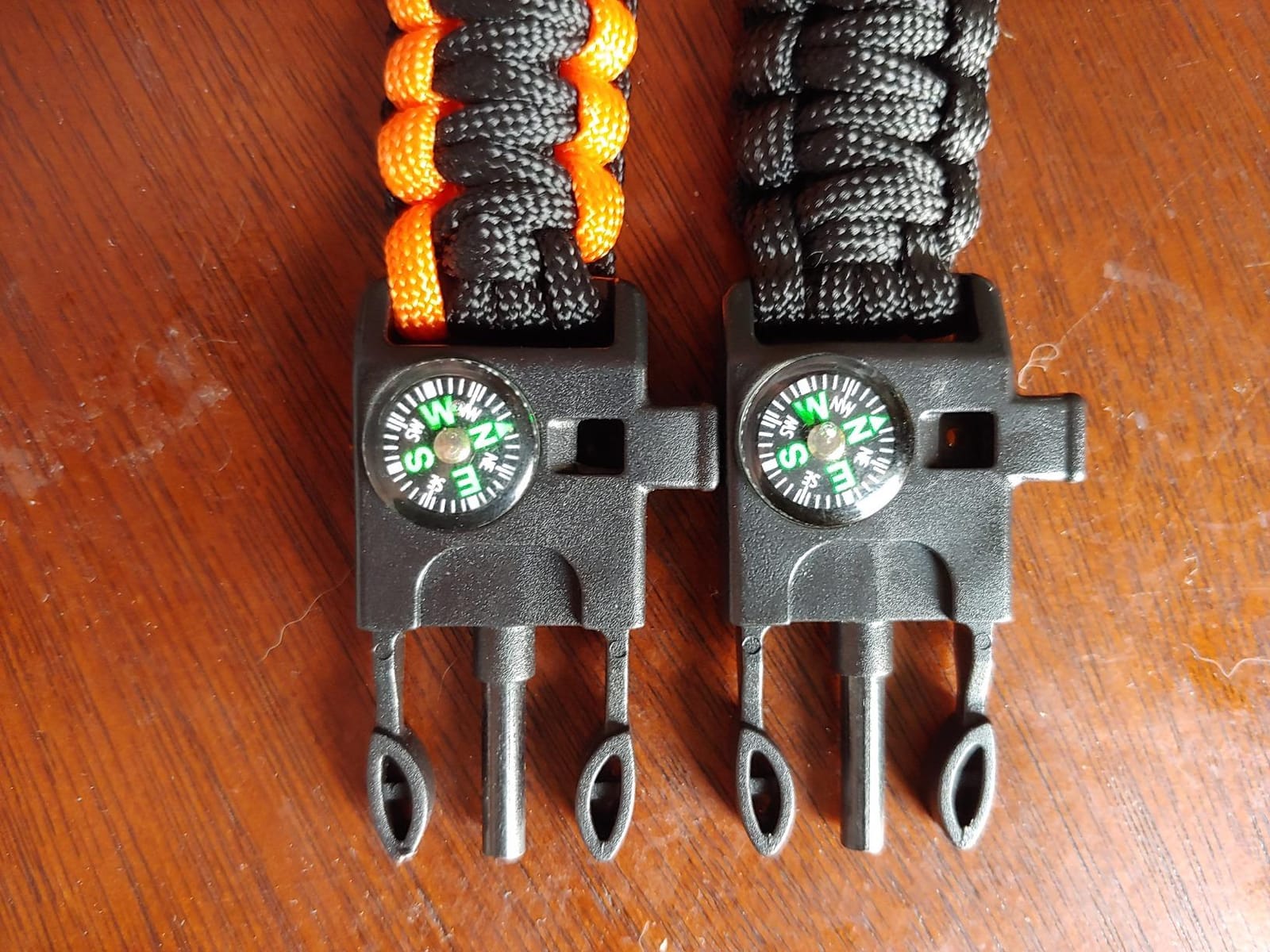 Atomic Bear Paracord Bracelet (2 Pack) - Adjustable - Fire Starter - Loud Whistle - Perfect for Hiking, Camping, Fishing and Hunting - Black & Black+Orange customer photo 1