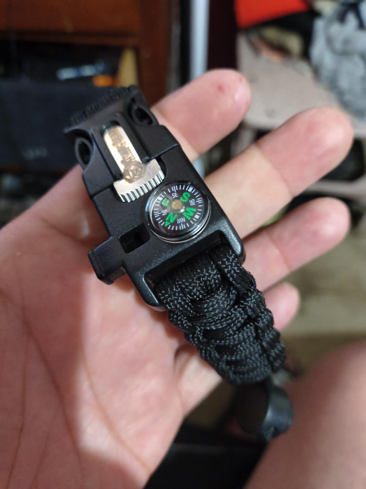 Atomic Bear Paracord Bracelet (2 Pack) - Adjustable - Fire Starter - Loud Whistle - Perfect for Hiking, Camping, Fishing and Hunting - Black & Black+Orange customer photo 2