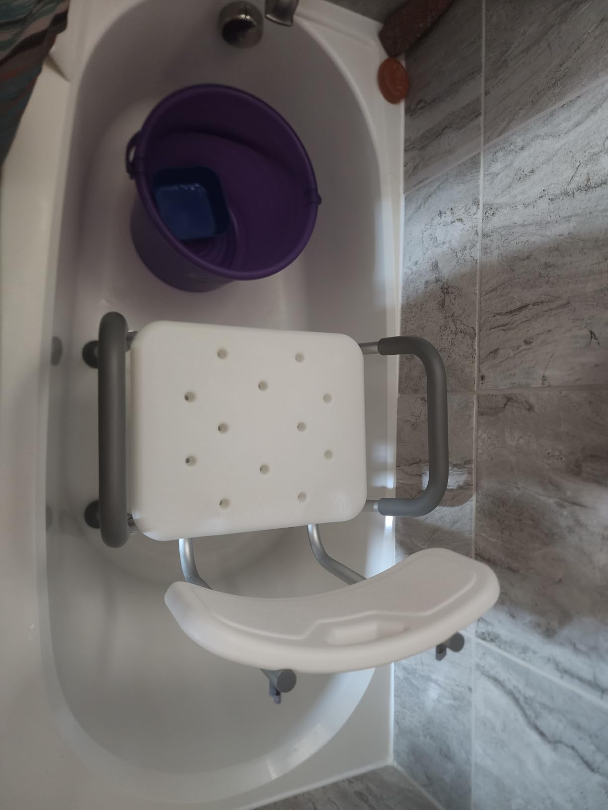 Medline Shower Chair Seat with Padded Armrests and Back, Heavy Duty for Bathtub, Slip Resistant with Adjustable Height, 350 lb Capacity customer photo 1