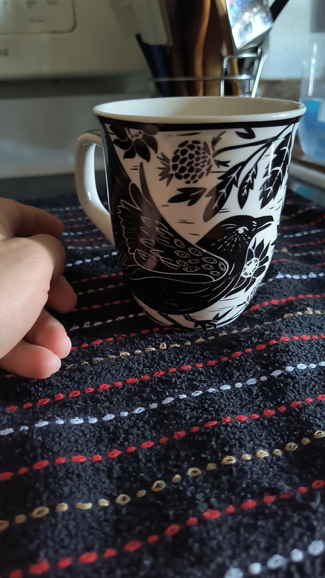 Karma Gifts 14 oz Black and White Boho Mug Horse - Cute Coffee and Tea Mug - Ceramic Coffee Mugs for Women and Men customer photo 2
