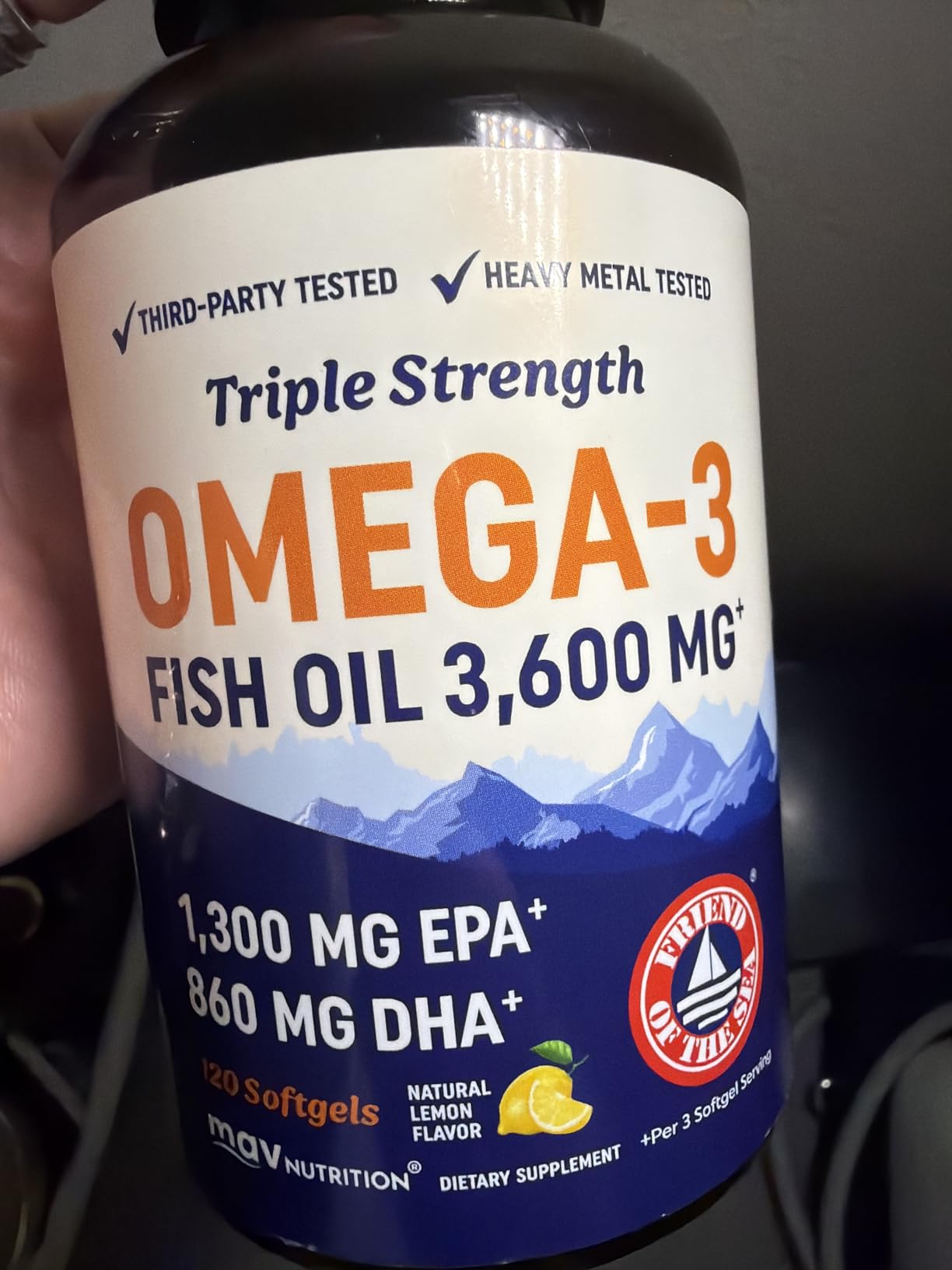 Triple Strength Omega 3 Fish Oil 3600 mg, EPA & DHA, Over 2100mg Omega-3 customer photo 1