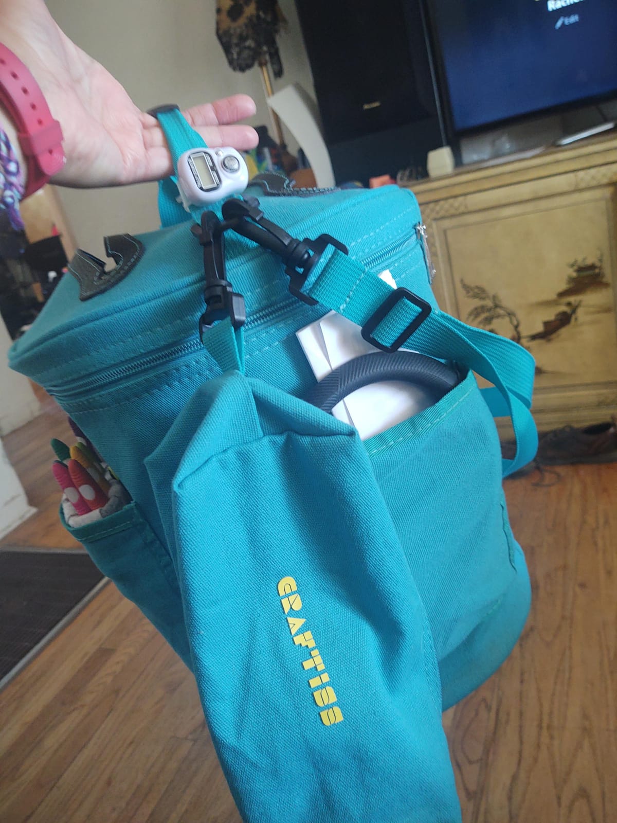 CRAFTISS Crochet Bag Organizer & Yarn Storage Bag, Knitting Bag and Yarn Holder with Removable Divider, Holds Skeins, Hooks, Needles & Accessories, Crochet Gifts for Women (Turquoise) customer photo 2