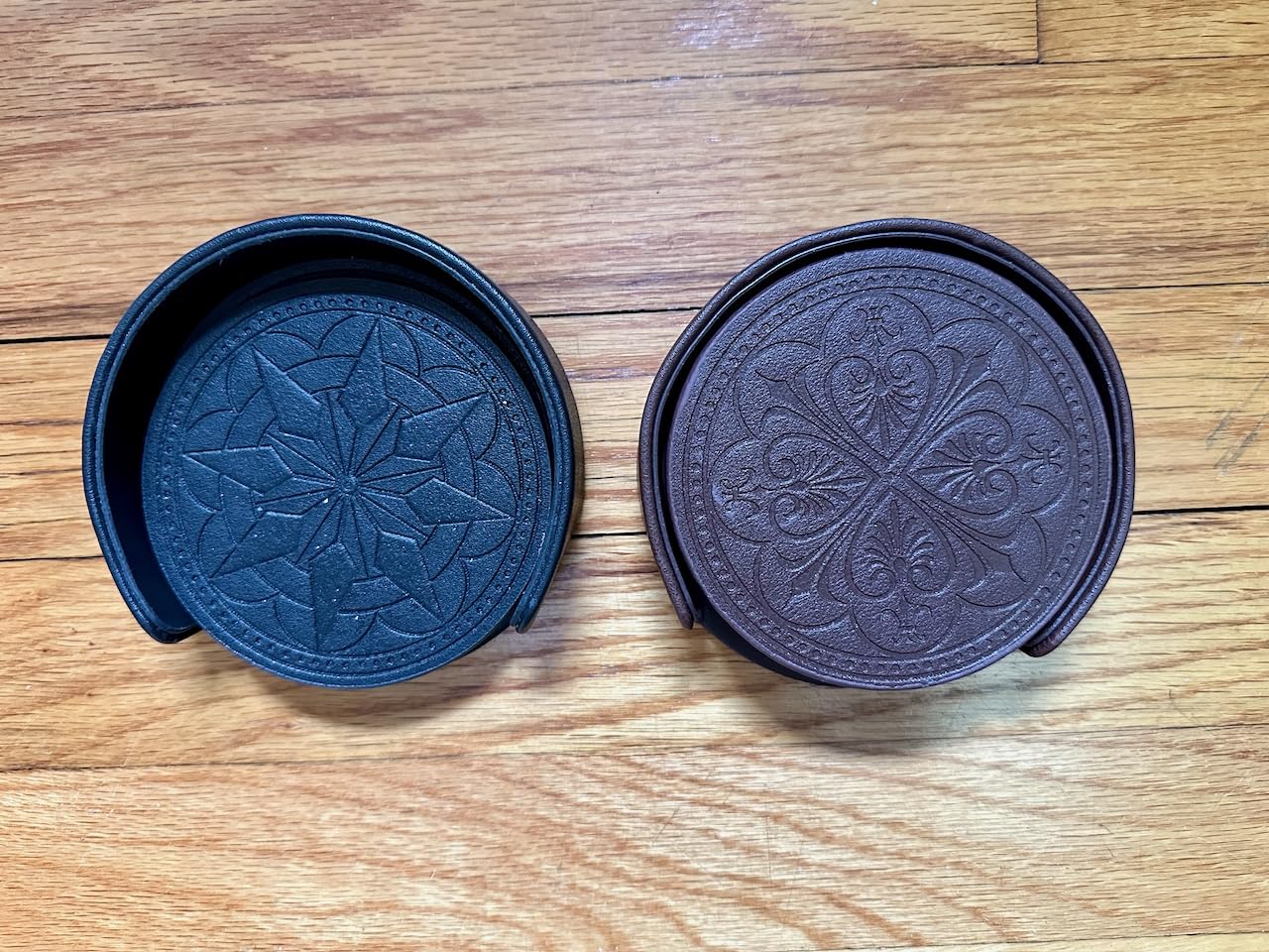 Drink Coasters,PU Leather Bar Beer Beverage Coaster for Drinks Set of 6 with Holder Coasters for Wooden Table Coffee Table Absorbent, Easy Clean Cup Coaster Easter Housewarming Gifts customer photo 1