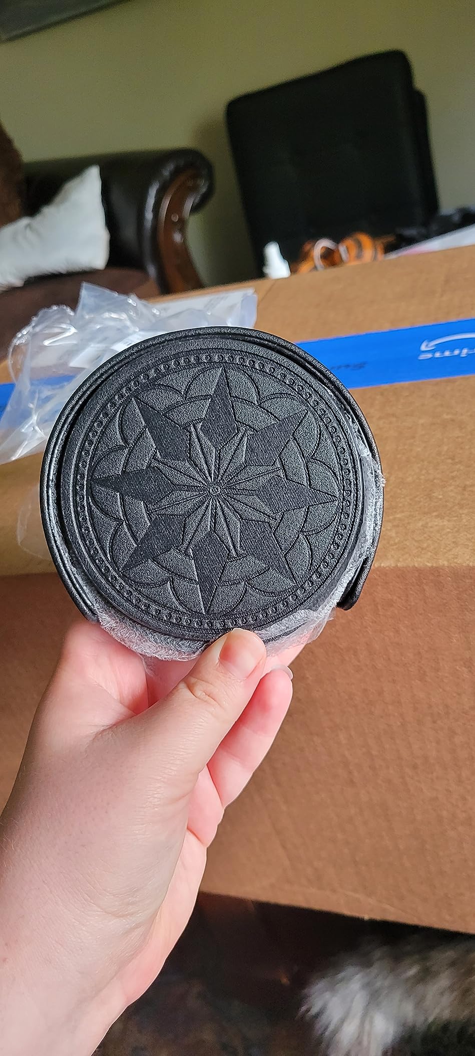 Drink Coasters,PU Leather Bar Beer Beverage Coaster for Drinks Set of 6 with Holder Coasters for Wooden Table Coffee Table Absorbent, Easy Clean Cup Coaster Easter Housewarming Gifts customer photo 2