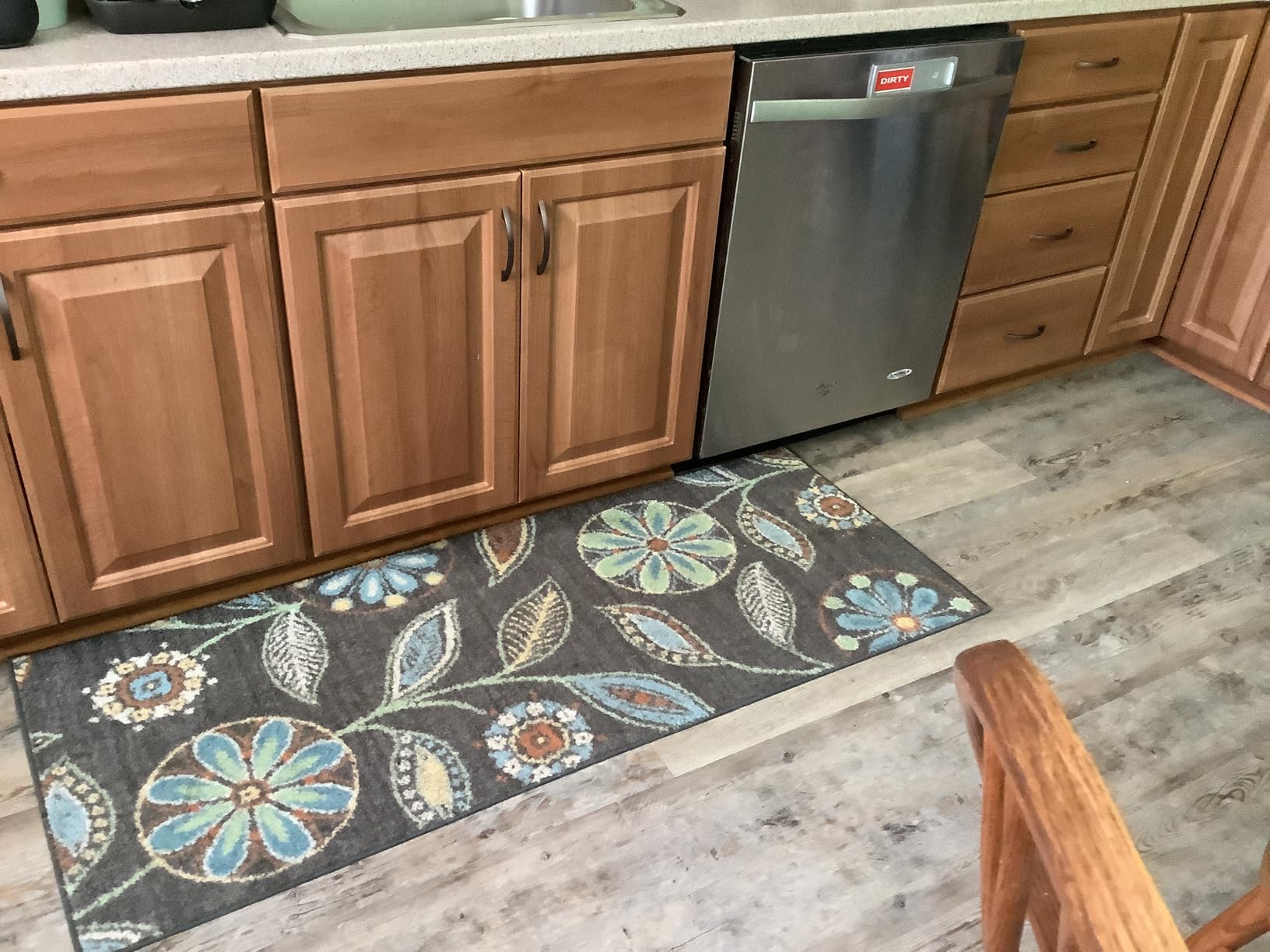 Maples Rugs Reggie Bohemian Floral Print Kitchen Rug, 2'6 x 3'10, Dark Grey customer photo 2