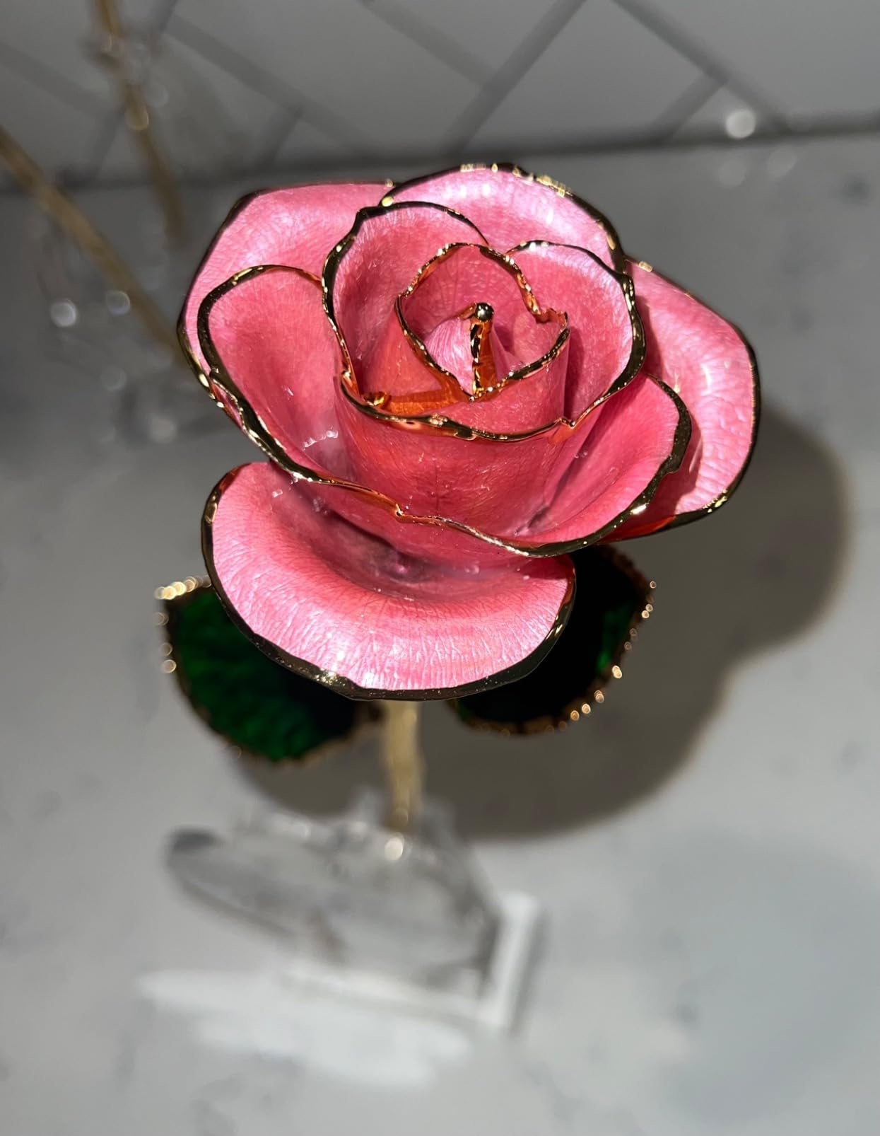 Sinvitron Gold Dipped Infinity Rose - Eternal Resin-Preserved Rose | Forever Flower Decor for Birthdays, Mother’s Day, Anniversaries | Unique Gift for Women, Mom, Wife (Red) customer photo 1