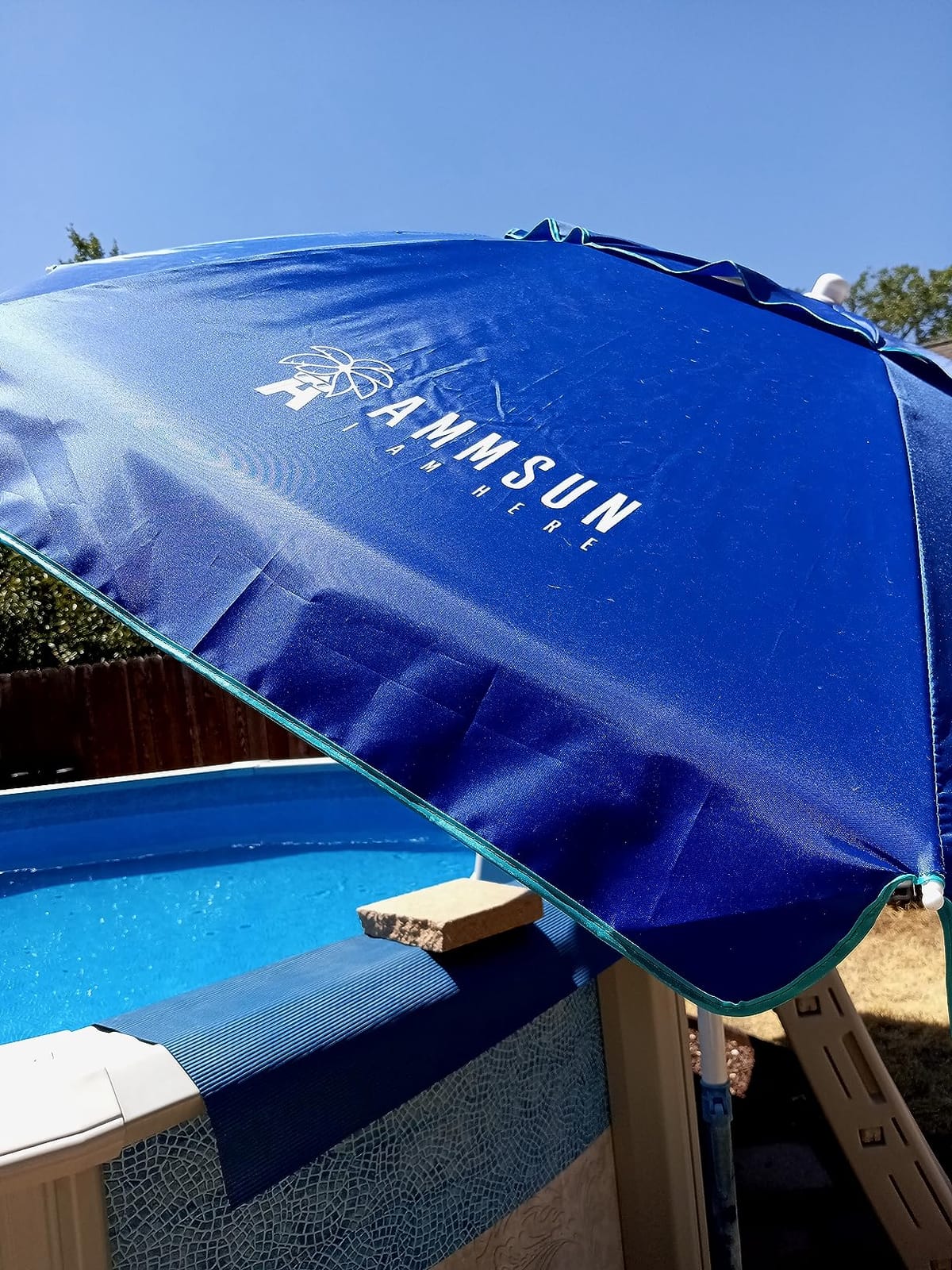 AMMSUN 6.5ft Heavy Duty HIGH Wind Beach Umbrella with Tilt Air Vent Portable Sun Shelter, UPF 50+ Sun Protection Outdoor Sunshade Umbrellas Carry Bag for Patio Garden Pool Backyard Sky Blue customer photo 2