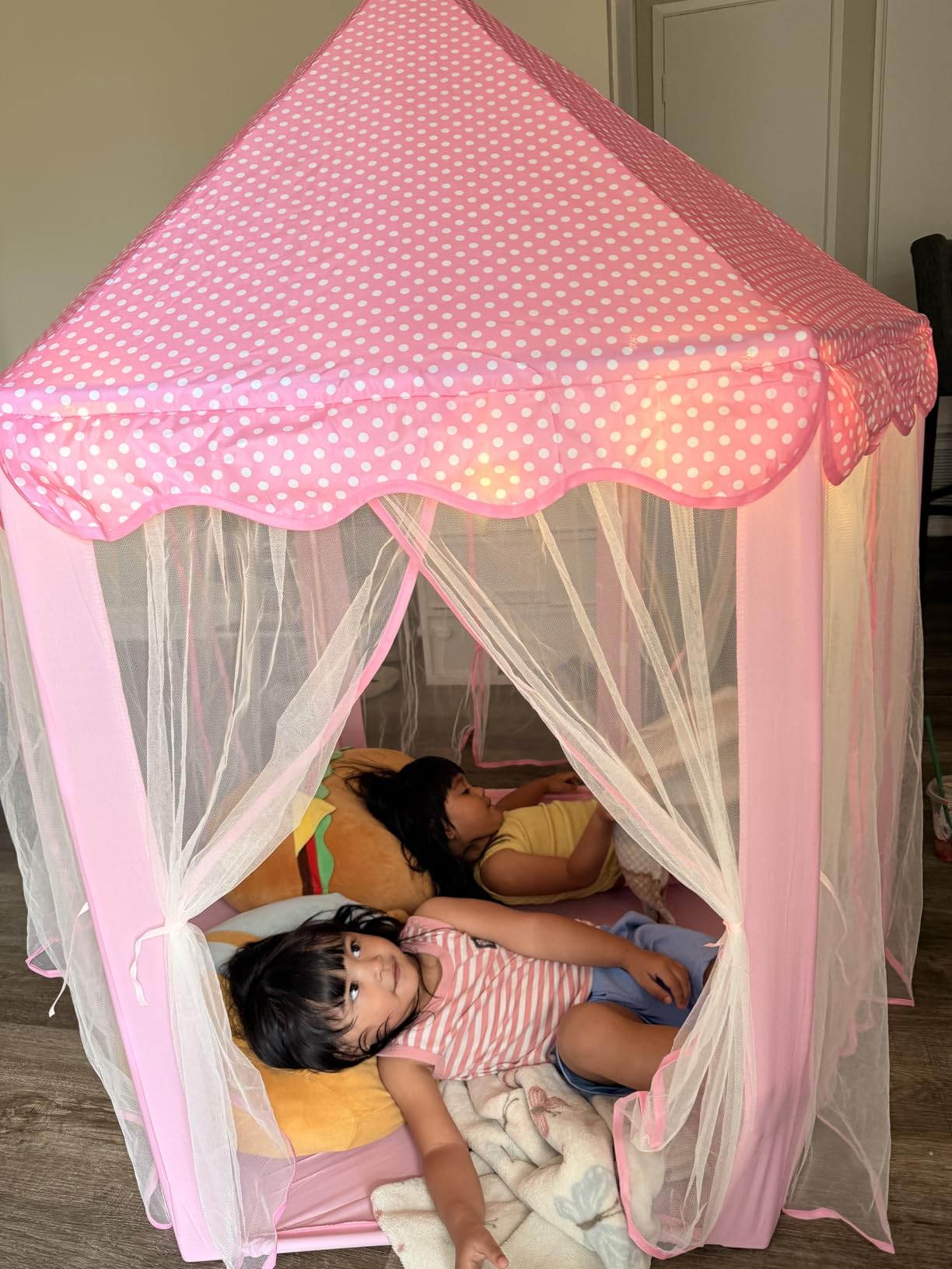 Wilwolfer Princess Tent Kids Play Tent Indoor Girls Castle Playhouse, Pink customer photo 1