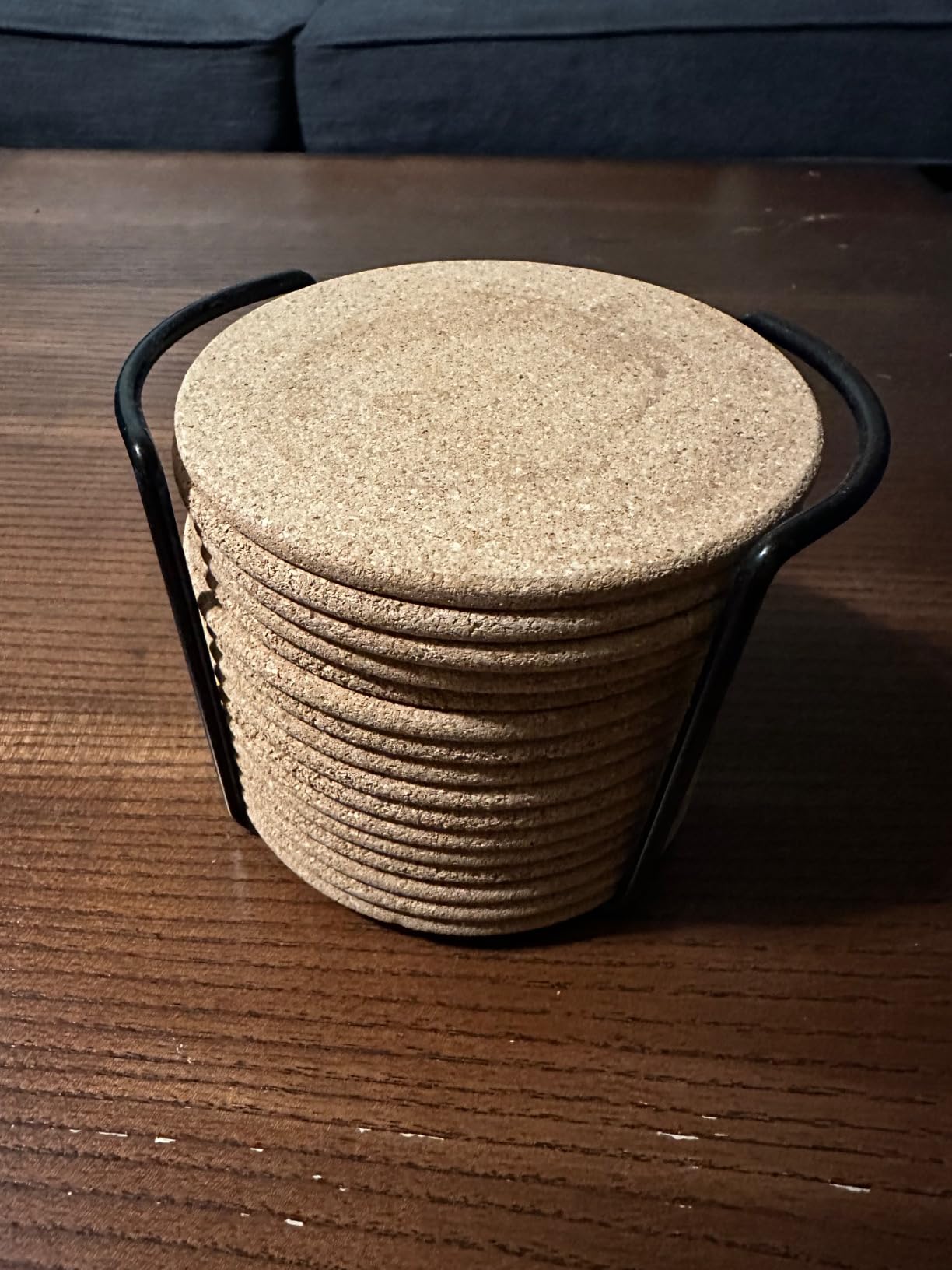 Cork Coasters for Drinks with Metal Holder - 16 Pcs Round 4 inch Drink Coaster Thick Absorbent Heat-Resistant Saucer - Used for Cold Hot Beverages Glasses Mugs Cups Plants Apartment Decor Bar Table customer photo 2