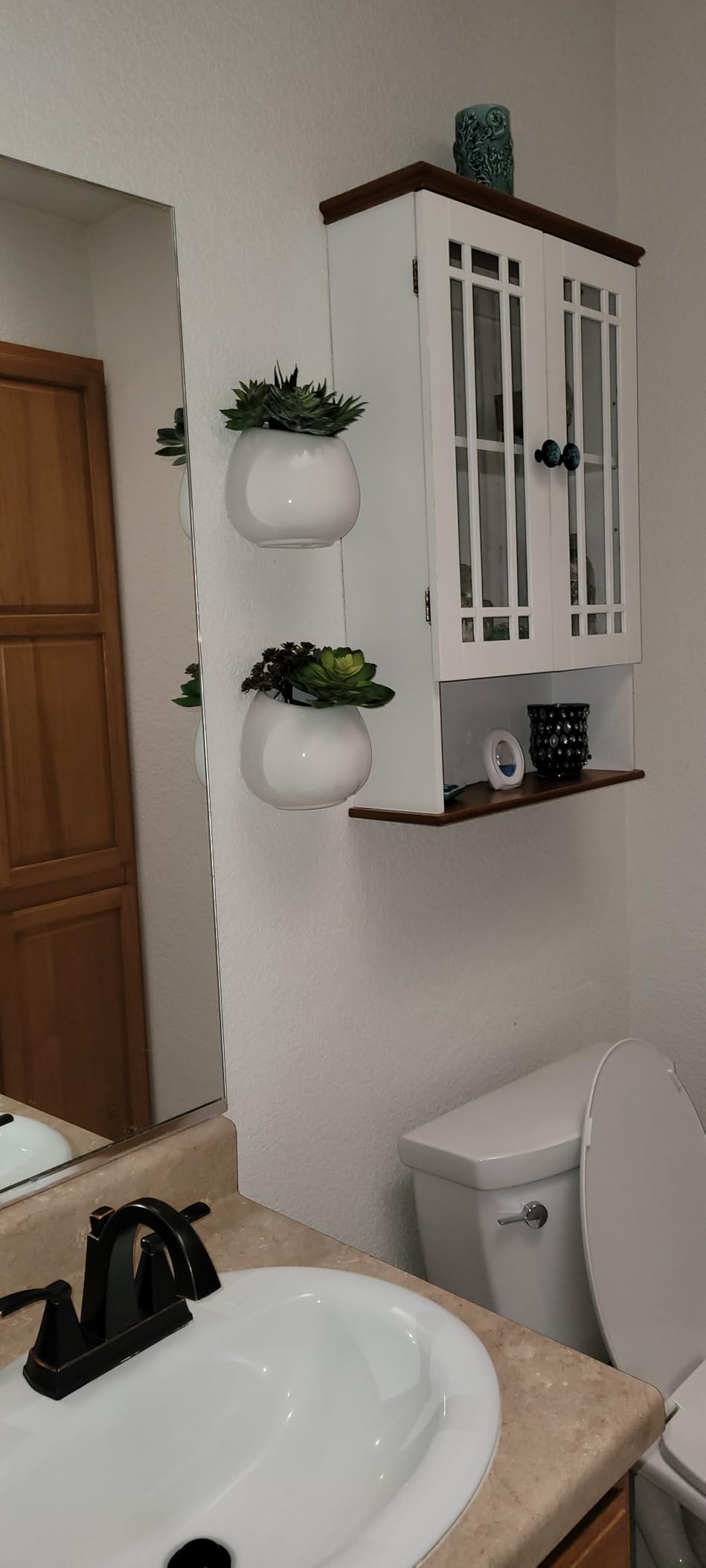 MyGift White Ceramic Wall Planters Half Bowl Hanging Vase Set of 2 customer photo 1