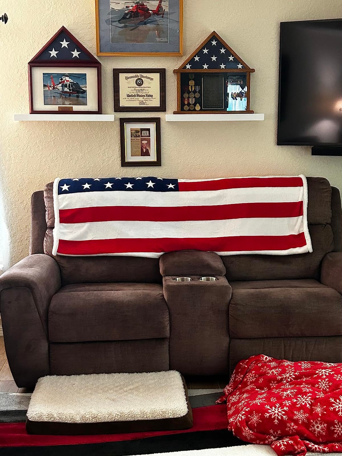 Catalonia Patriotic American Flag Throw Blanket for Veteran and Citizenship customer photo 2
