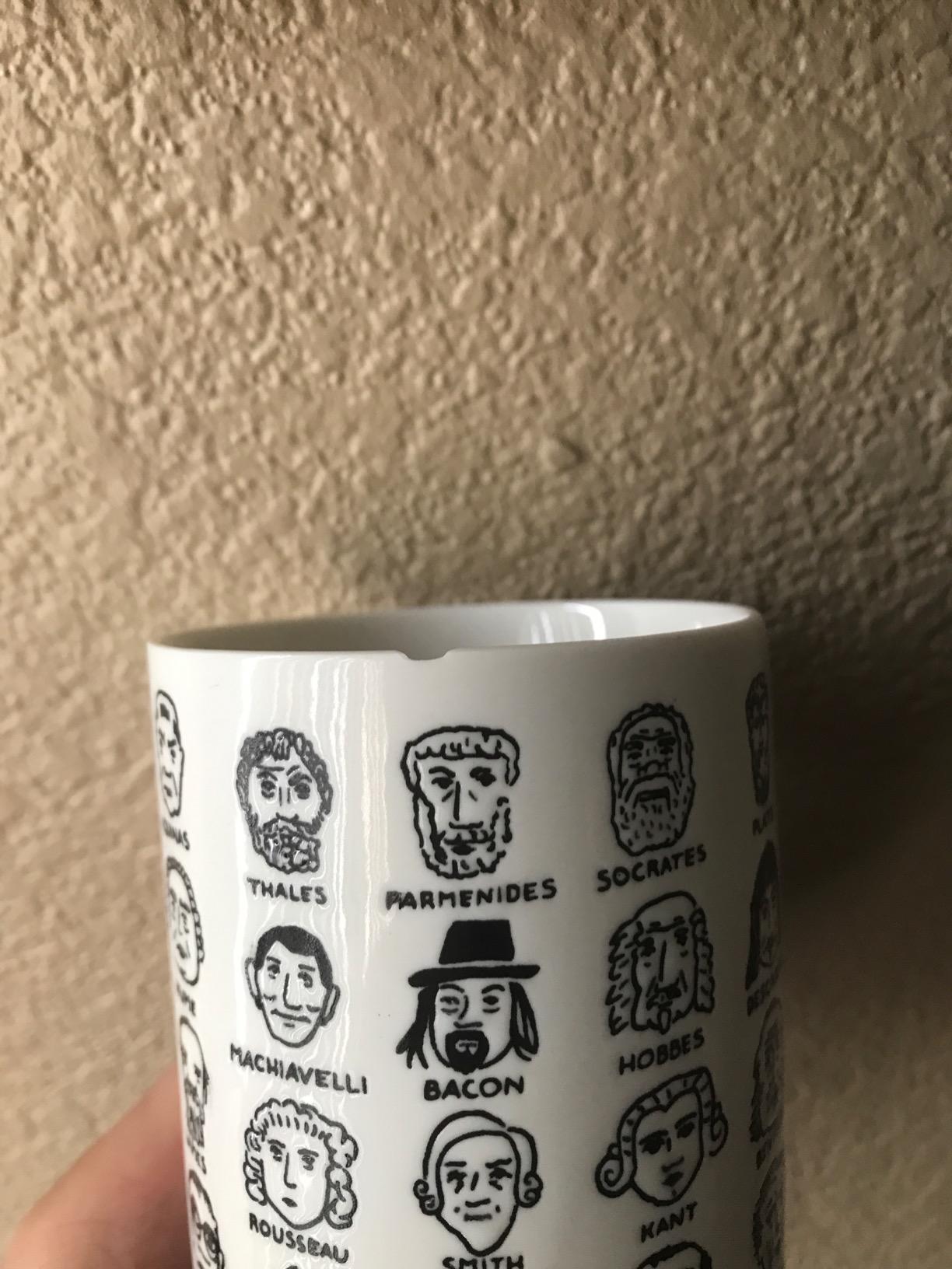 The Unemployed Philosophers Guild It's Hard to Get a Handle on Philosophy - Porcelain Handleless Tea Cup Featuring 60 Illustrated Portraits of Western Philosophers, Comes in Fun Box, 9 oz. customer photo 1