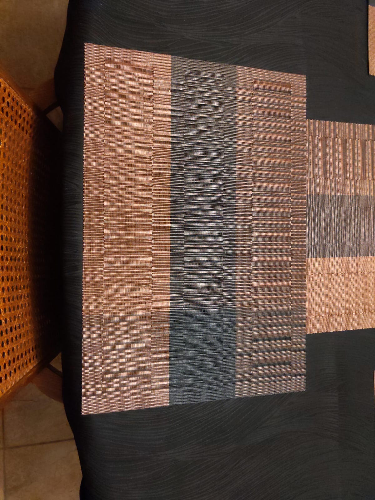 SHACOS Placemats with Table Runner Set of 7 Woven Vinyl Table Mats and Runner for Dining Table Heat Resistant, Ombre Black Gray customer photo 1