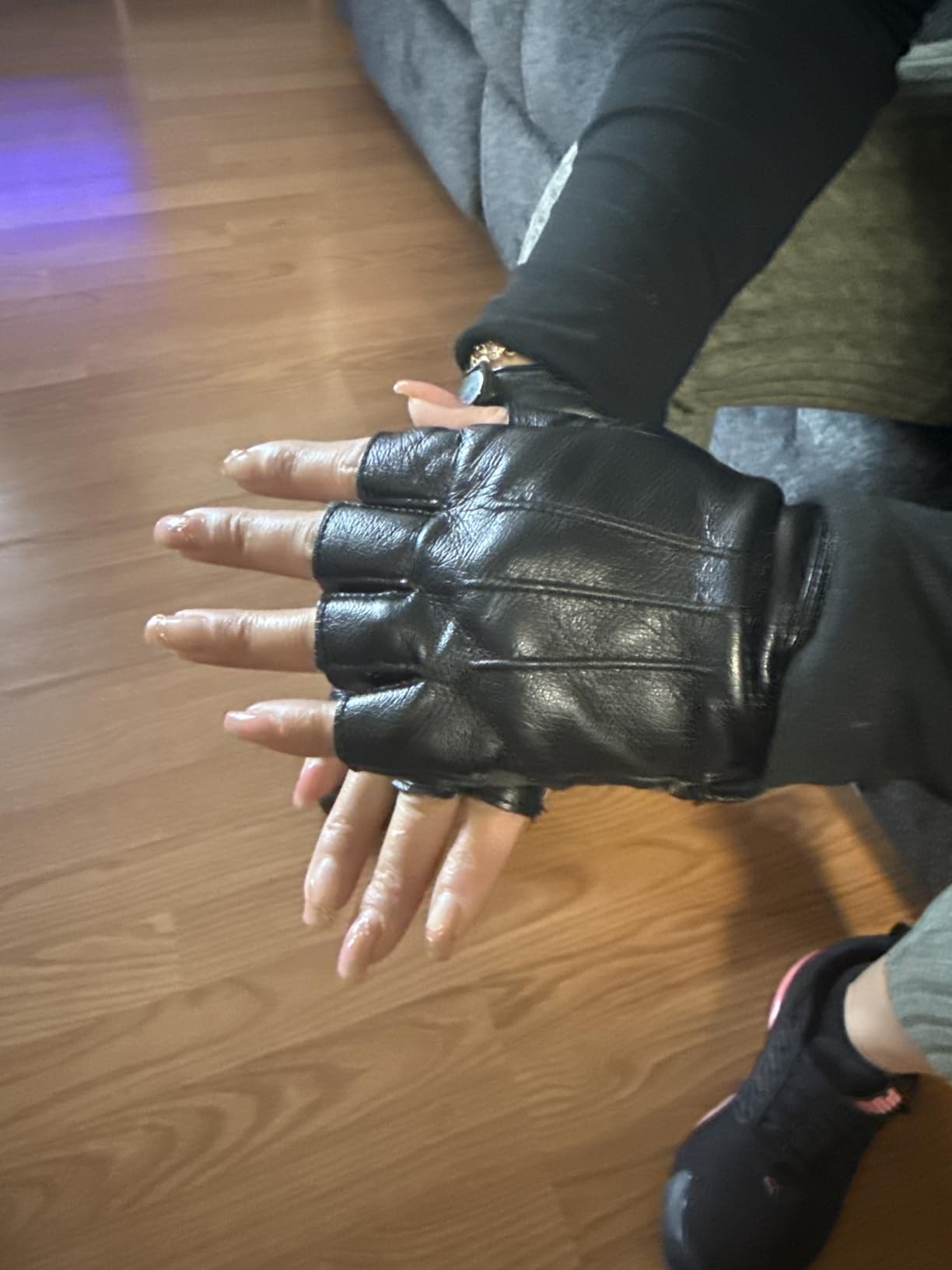 Fingerless Driving Gloves PU Faux Leather Outdoor Sport Half Finger Glove for Men Women Teens customer photo 1