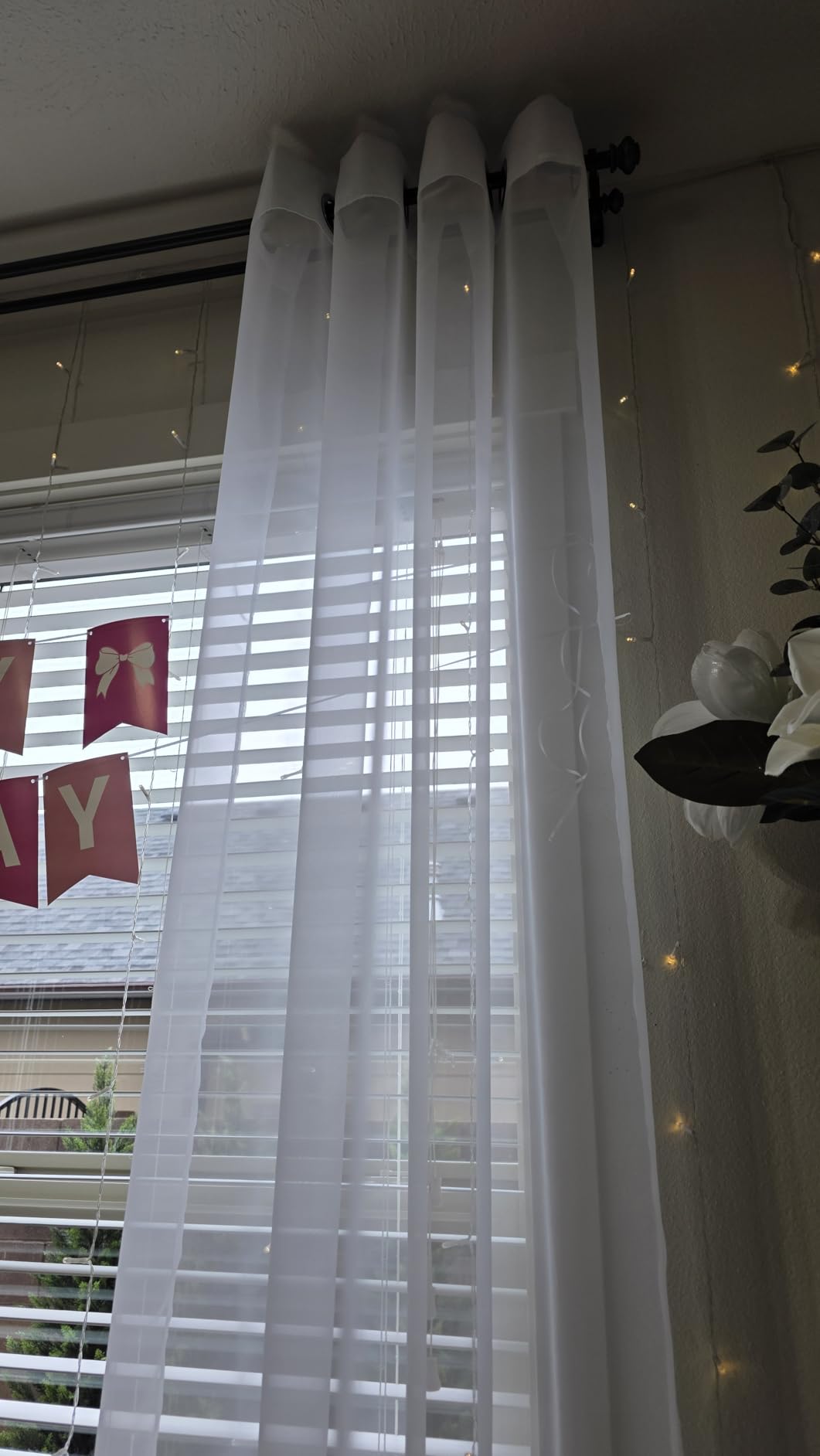 RYB HOME White Sheer Curtains 96 inches Long 4 Panels Set for Living Room customer photo 1