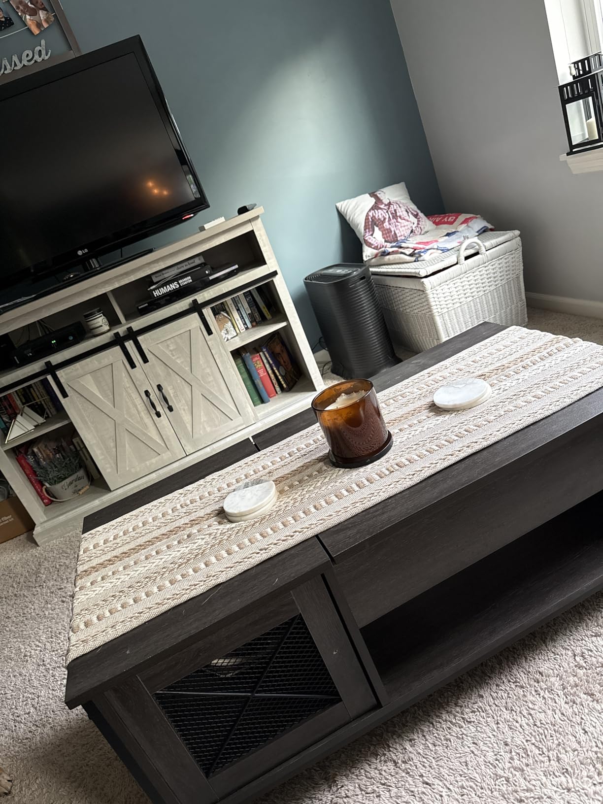 DII Farmhouse Braided Stripe Table Runner Collection, 15x72 (15x77, Fringe Included), Stone customer photo 2