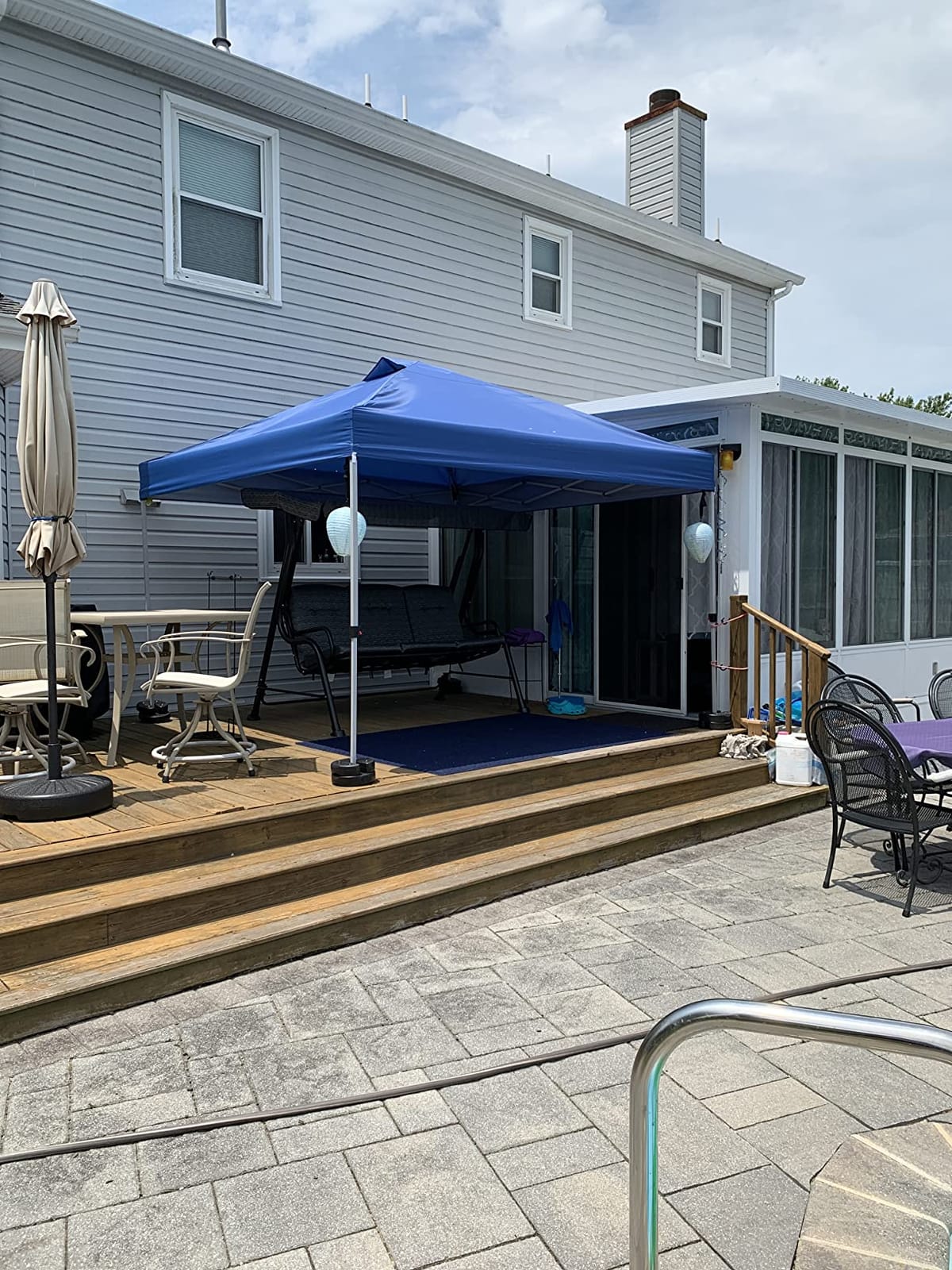 CROWN SHADES 10x10 Pop Up Canopy Tent with One Push Setup, Grid White customer photo 2