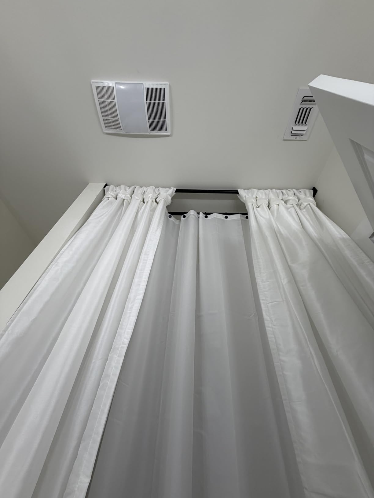 N&Y HOME Fabric Shower Curtain Liner with Magnets Standard Size, White customer photo 1